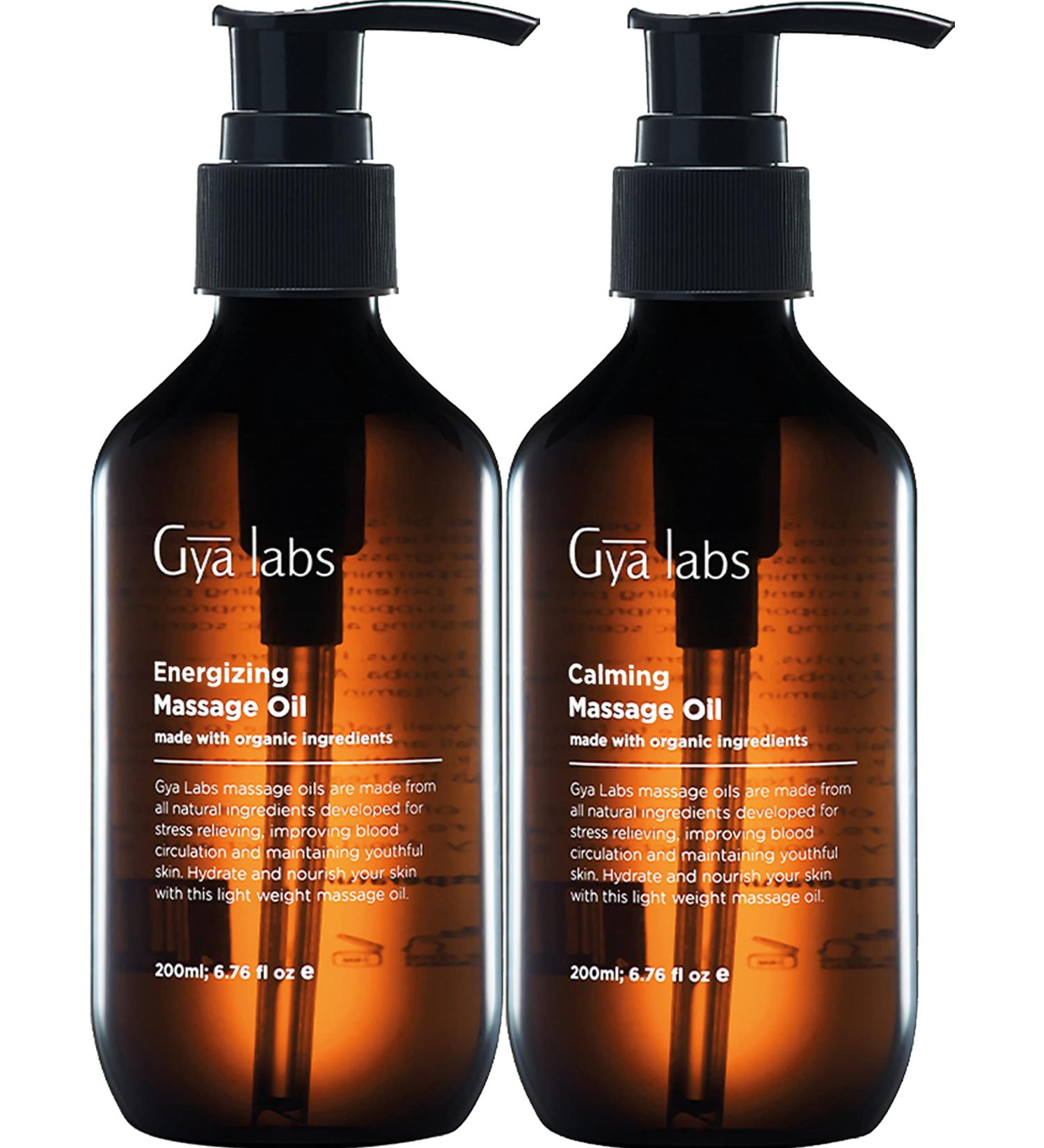 Gya Labs Energizing & Calming Massage Oil 200ml - 2 in 1 Pack for Relaxation & Vitality International Shipping Available - Buy Online on GoSupps.com