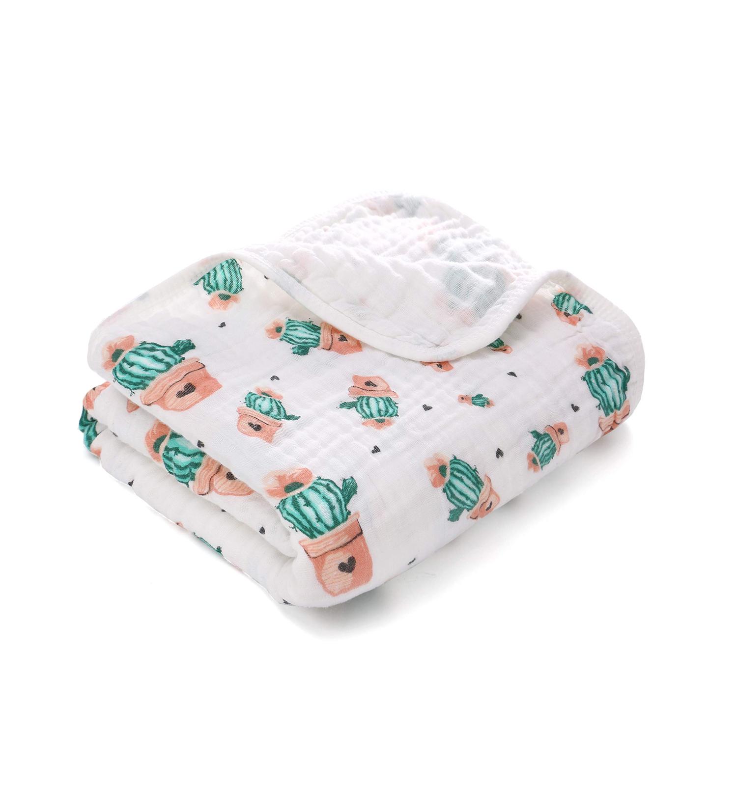 Miracle Baby Muslin Swaddle Blanket - Cactus Design for Boys and Girls - 110x150cm - Two Layers - Buy Online on GoSupps.com