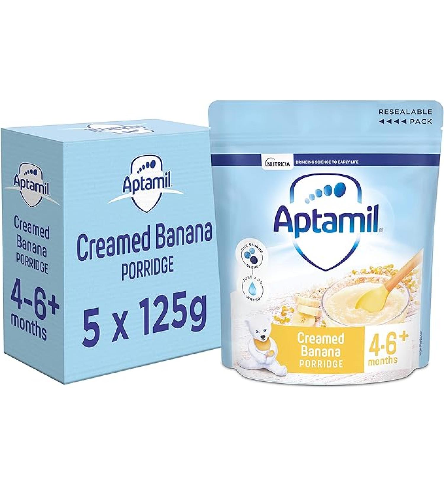 Aptamil Creamed Banana Porridge Baby Food Cereal 4-6+ Months 125g (Pack of 5) - Buy Online on GoSupps.com