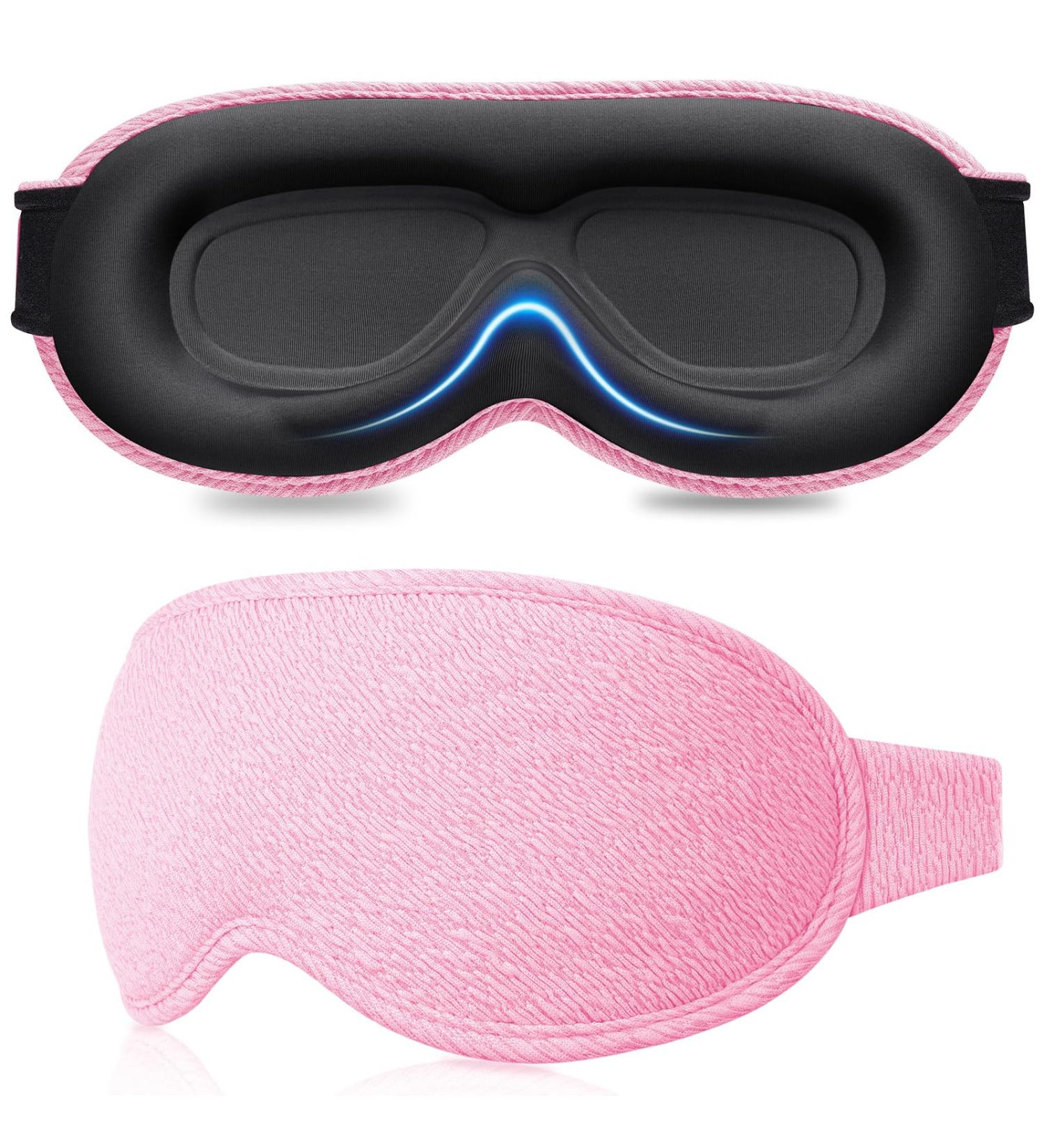 Gritin 100% Light Blocking Sleep Mask for Men & Women | Ergonomic 3D Design Ultra Soft & Comfortable Eyelash-Friendly Pink - Buy Online on GoSupps.com