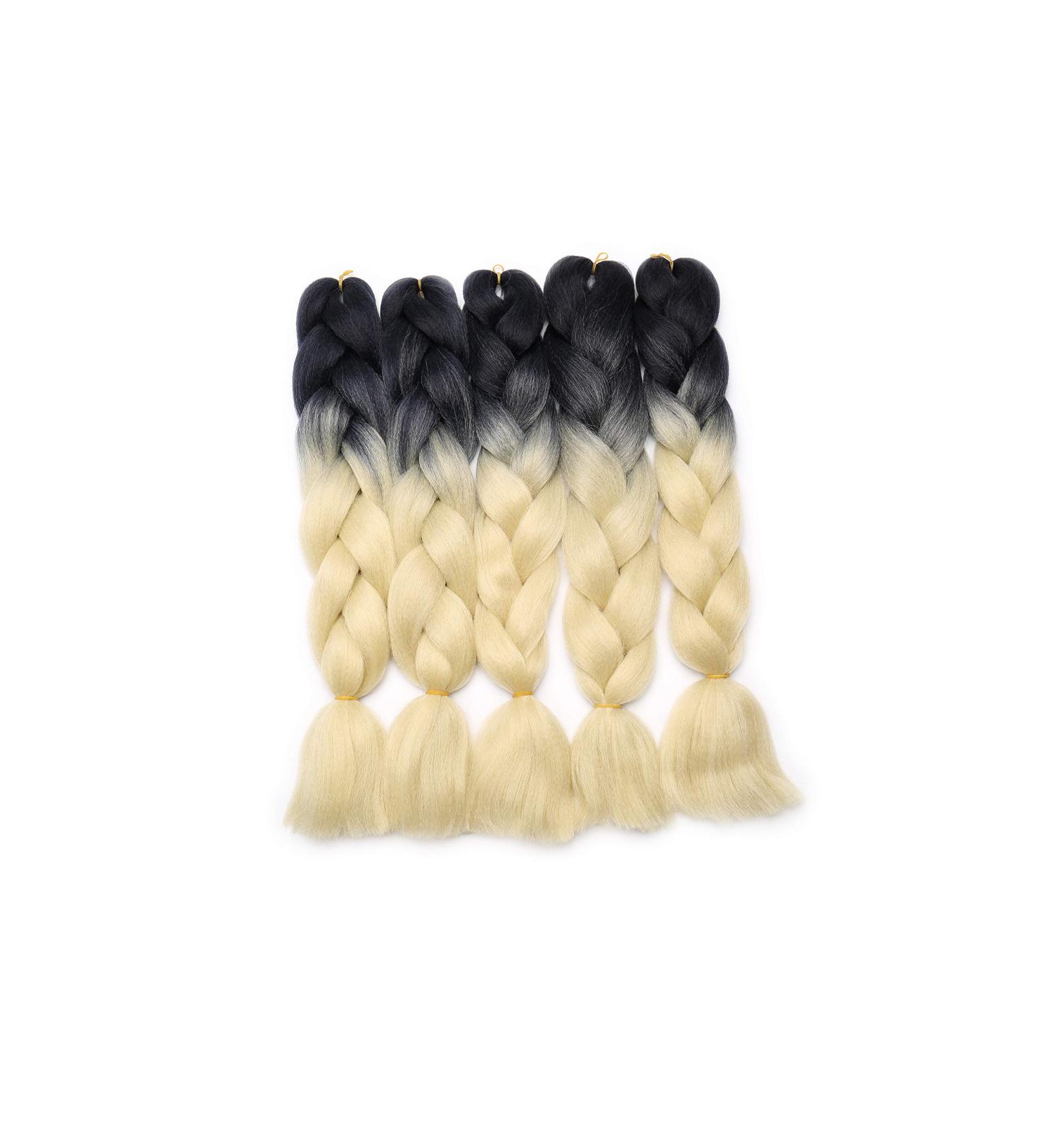 Buy 5 Packs Kanekalon Braids Extensions - Colorful Crochet Hair - 24 Synthetic Hair | Black to Light Blonde | 500g - Buy Online on GoSupps.com