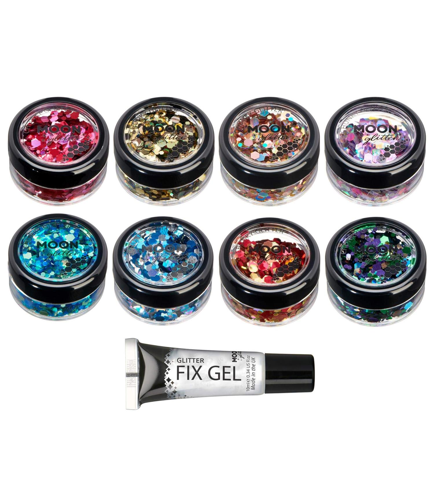 Buy Mystics Coarse-Grained Glitter - 100% Cosmetic Glitter Set (8 Colors) for Face Body Nails & Hair - 3G | Moon Glitter - International Shipping Available - Buy Online on GoSupps.com
