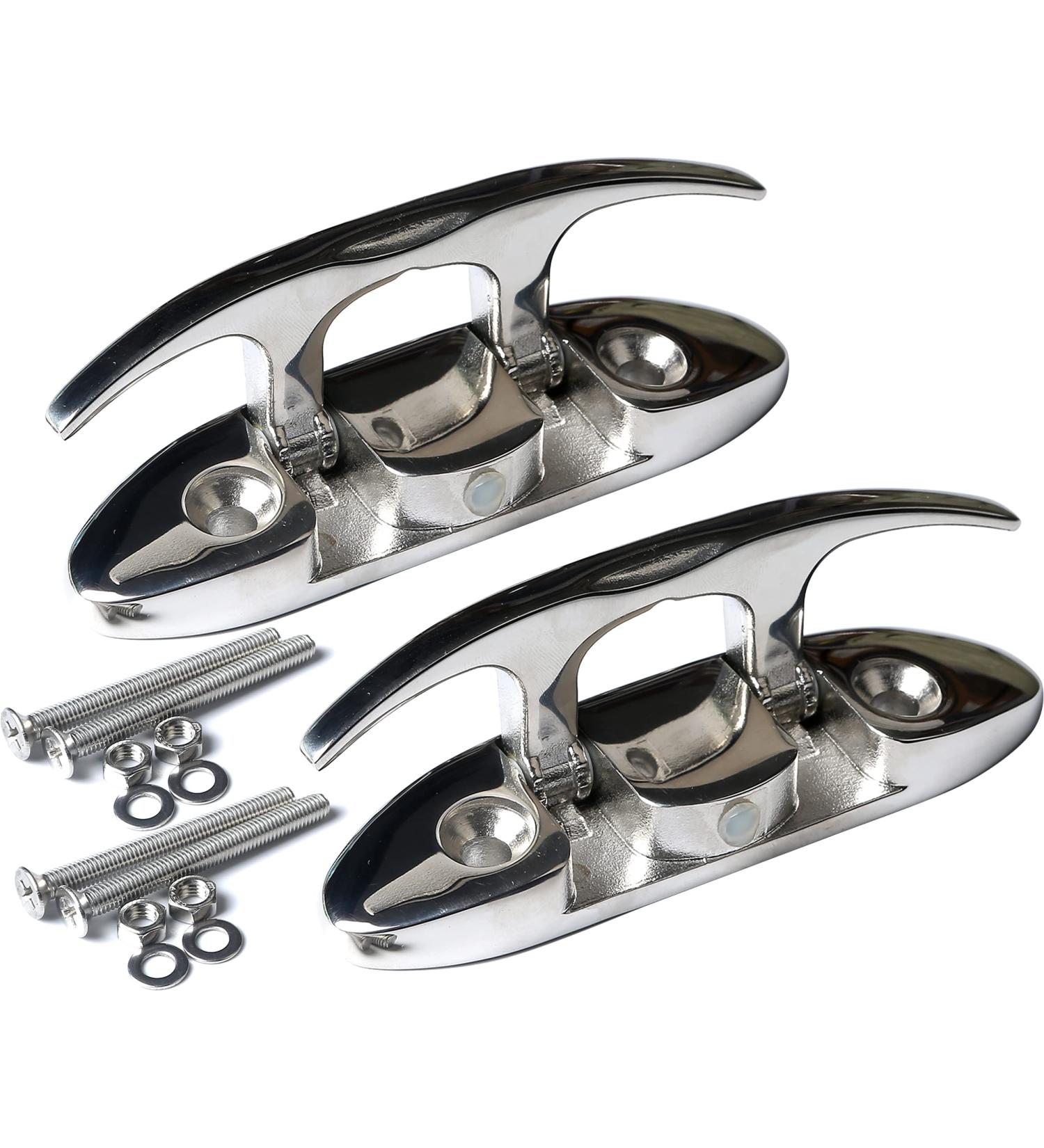 MX Boat Folding Cleats 4-1/2 inch Stainless Steel Pair - Marine Dock Cleats with Installation Accessories - Buy Online on GoSupps.com