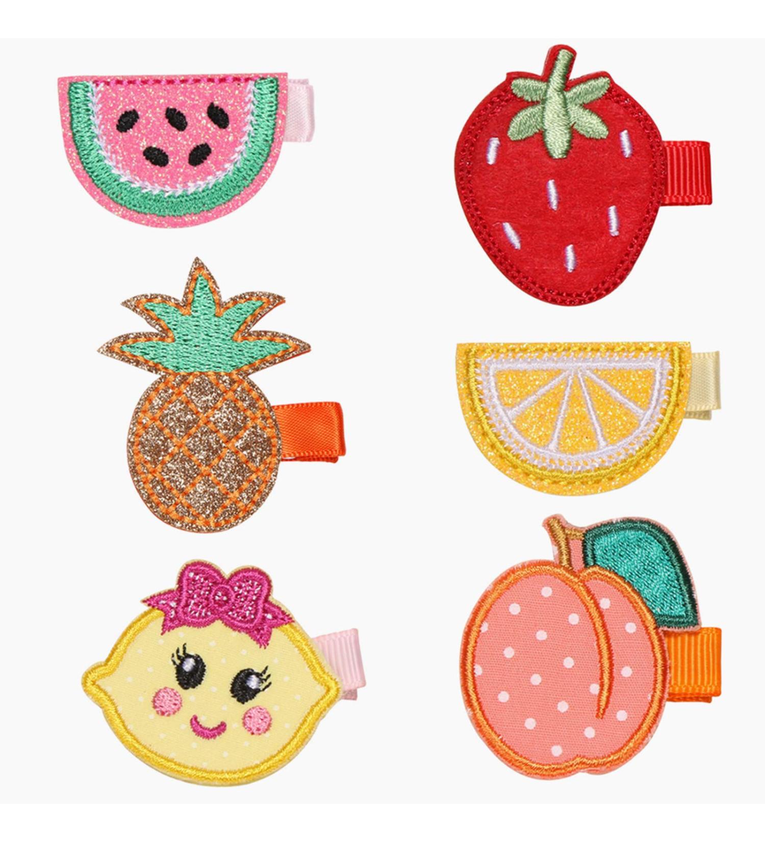 6 Pieces Cute Hair Clips Embroidery Fruit Hair Clips Children Hairpin Cute Hair Bows for Girls Kids Women Accessories - Buy Online on GoSupps.com