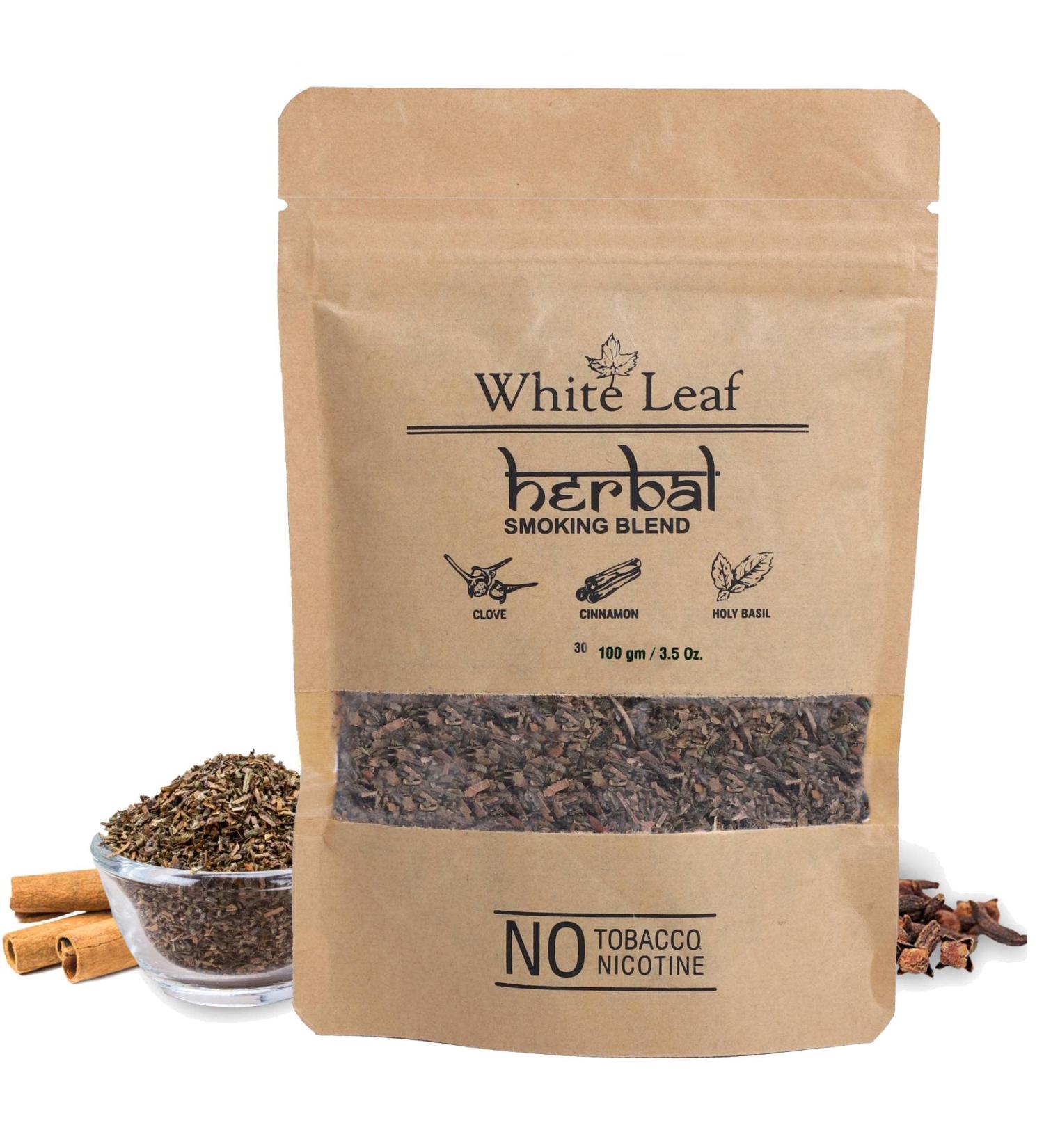 Natural Herbal Smoking Blend - White Leaf Tobacco & Nicotine Free Mixture 100G - Buy Online on GoSupps.com