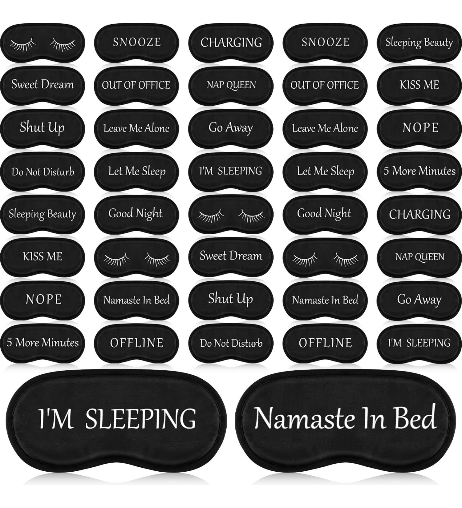 40-Piece Funny Silk Sleep Eye Masks for Women Men Kids - Soft Night Sleeping Blindfolds with Adjustable Strap - Ideal for Travel, Nap, Meditation - Great Party Gifts - Black - Buy Online on GoSupps.com