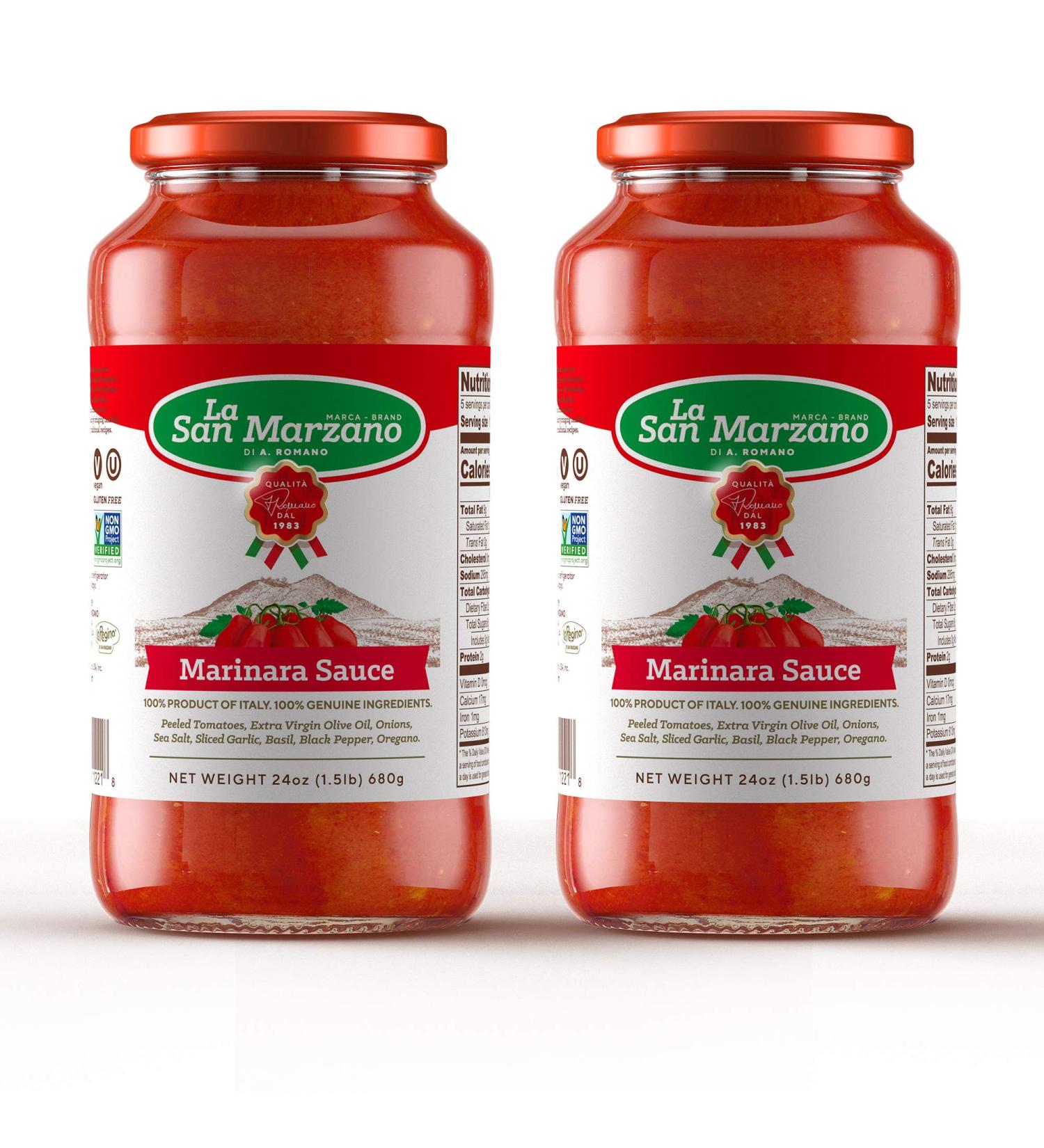 Authentic Italian Marinara Pasta Sauce 24oz Jars - Made with Genuine San Marzano Tomatoes (2 Pack) - Buy Online on GoSupps.com