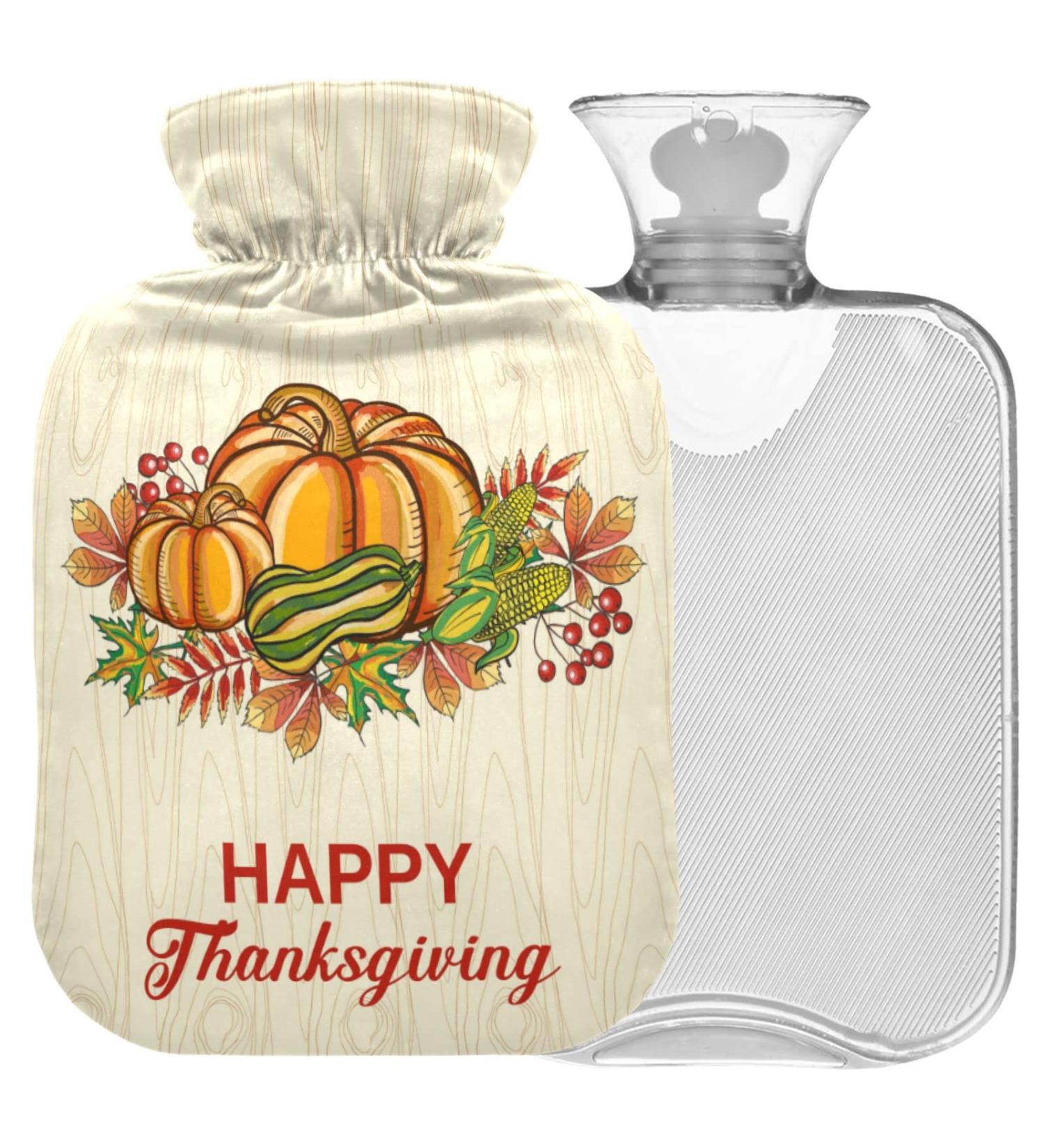 Naanle Pumpkin Happy Thanksgiving Hot Water Bottle - 1L Portable Hand & Foot Warmer for Pain Relief & Cold Therapy - Ideal for Bed Use - Buy Online on GoSupps.com