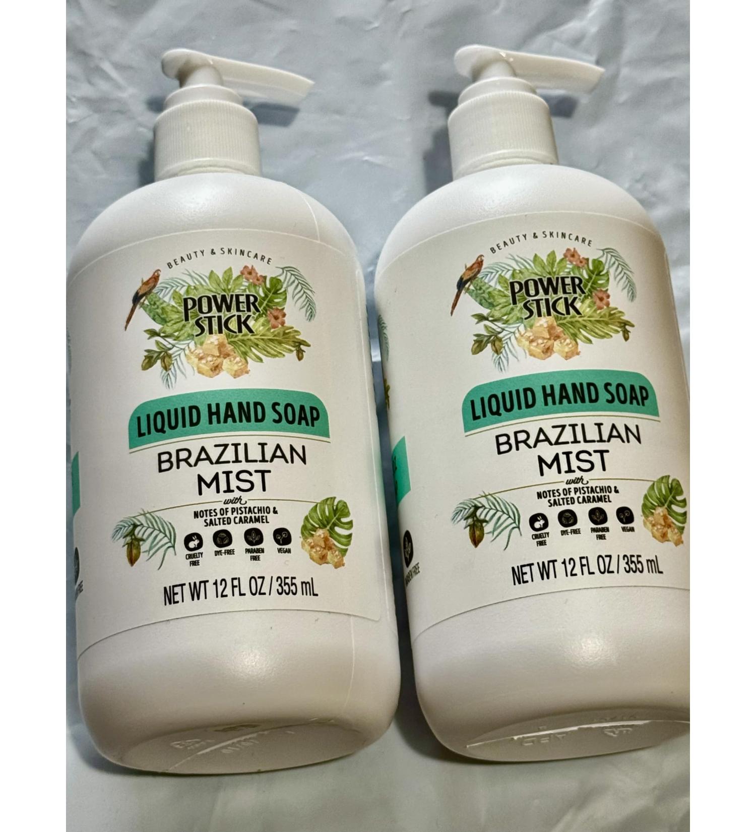 Power Stick Brazilian Mist Liquid Hand Soap Gentle & Moisturizing Formula Refreshing Scent Everyday Hand Wash for Home Office Bathroom 2 x 12 fl oz (Pack of 2)