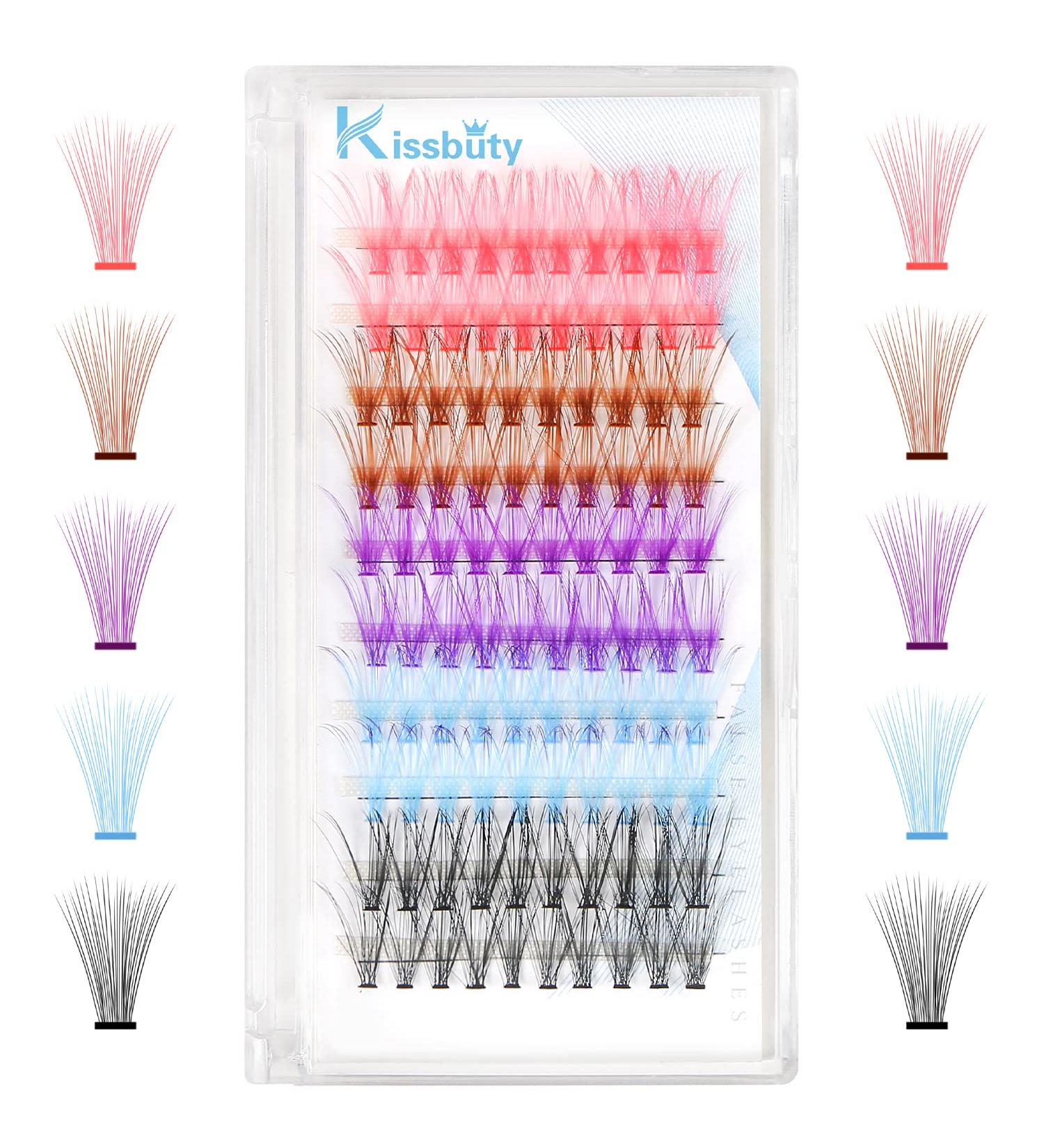 KISSBUTY 14mm Colored Lash Clusters - DIY Individual Eyelash Extensions in 5 Mixed Colors - Buy Online on GoSupps.com