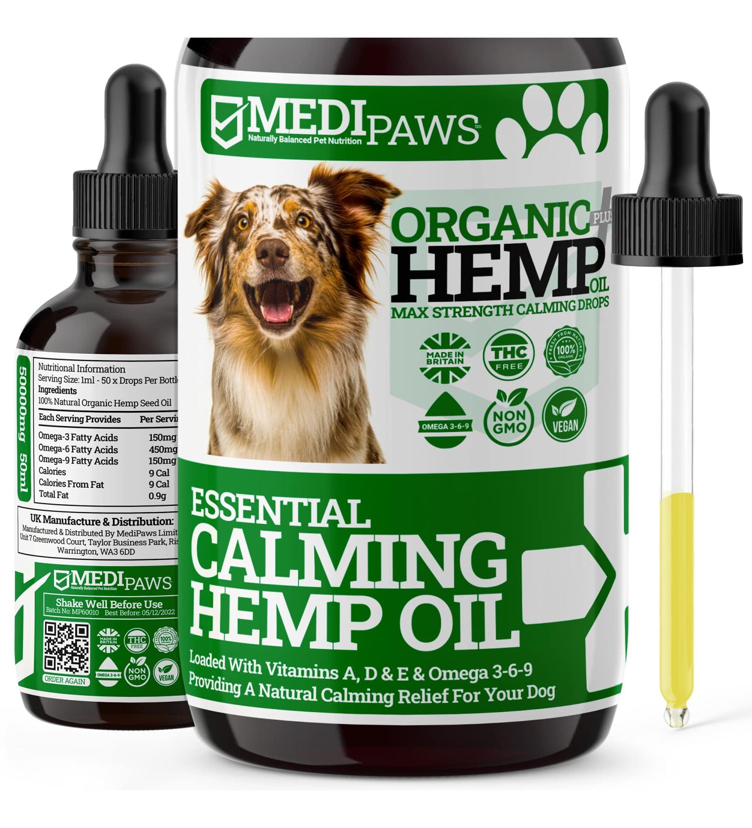 MediPaws Dog Calming Hemp Oil Supplement | Supports Healthy Joints | Omega 3 6 9 | Reduces Dog Barking | 50ml - Buy Online on GoSupps.com