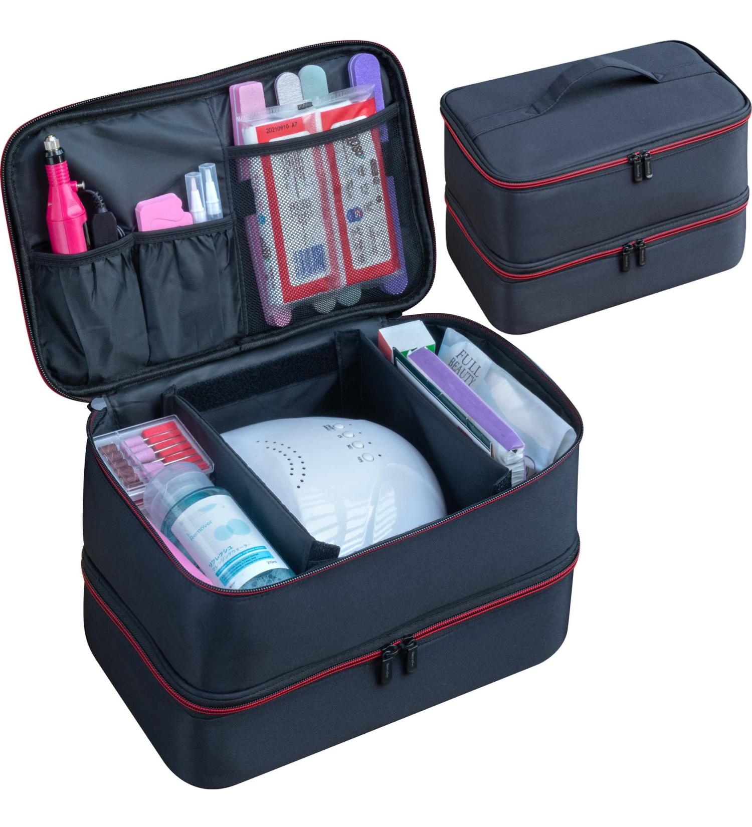 Large Nail Polish Organizer Storage Case for 40-50 Bottles - ButterFox Gel Polish Supplies Holder Bag in Black/Red - Buy Online on GoSupps.com