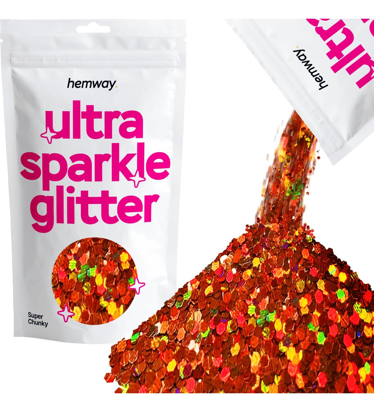 Hemway Premium Ultra Sparkle Glitter - 100g Bronze Brown Holographic Super Chunky for Arts Crafts Nails & Cosmetics - Multi-Purpose Metallic Flake - Buy Online on GoSupps.com
