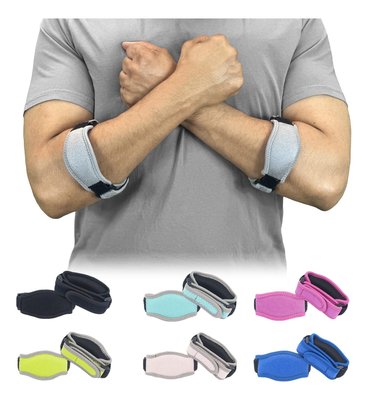 360 Relief Tennis & Golfers Elbow Support Brace for Men & Women - Adjustable Strap, Pain Relief for Tendonitis & Arthritis | 1 Pair Grey with Mesh Bag - Buy Online on GoSupps.com