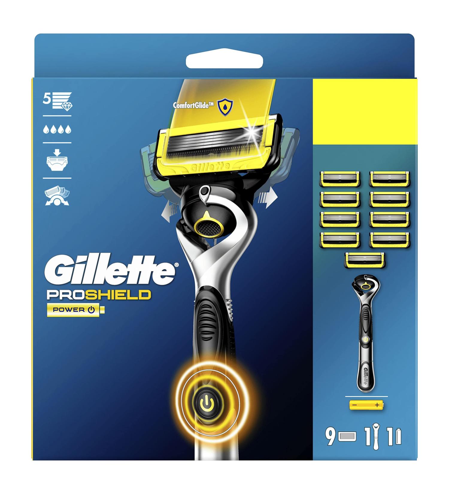 Gillette ProShield Power Men's Razor with Precision Trimmer + 9 Blade Refills - Buy Online on GoSupps.com