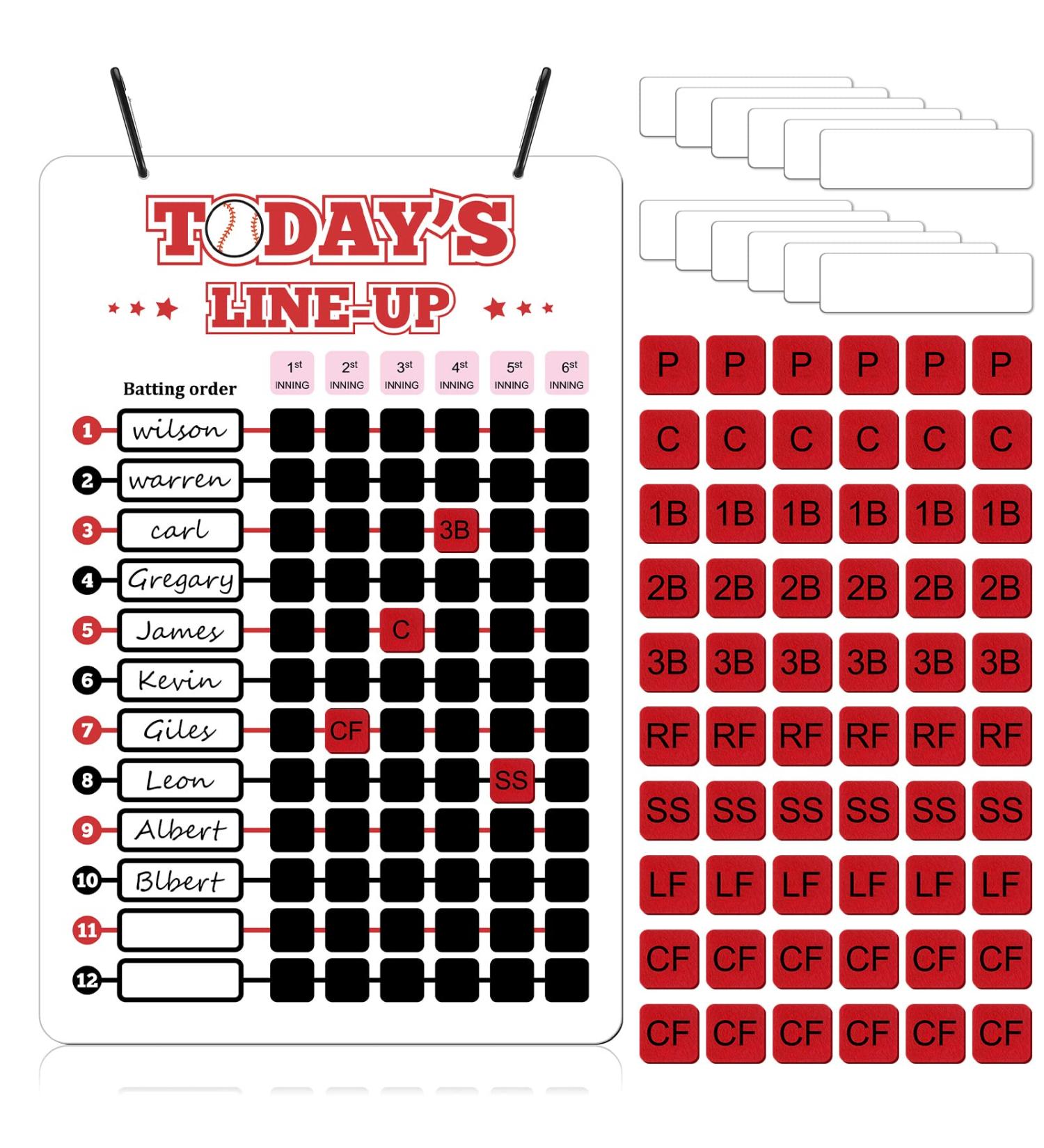 Pelopy 12x18 Inches Dugout Board | Dry Erase Baseball Lineup Board | Aluminum Coaching Accessories with Hooks, Name Plates & Position Letters - Buy Online on GoSupps.com