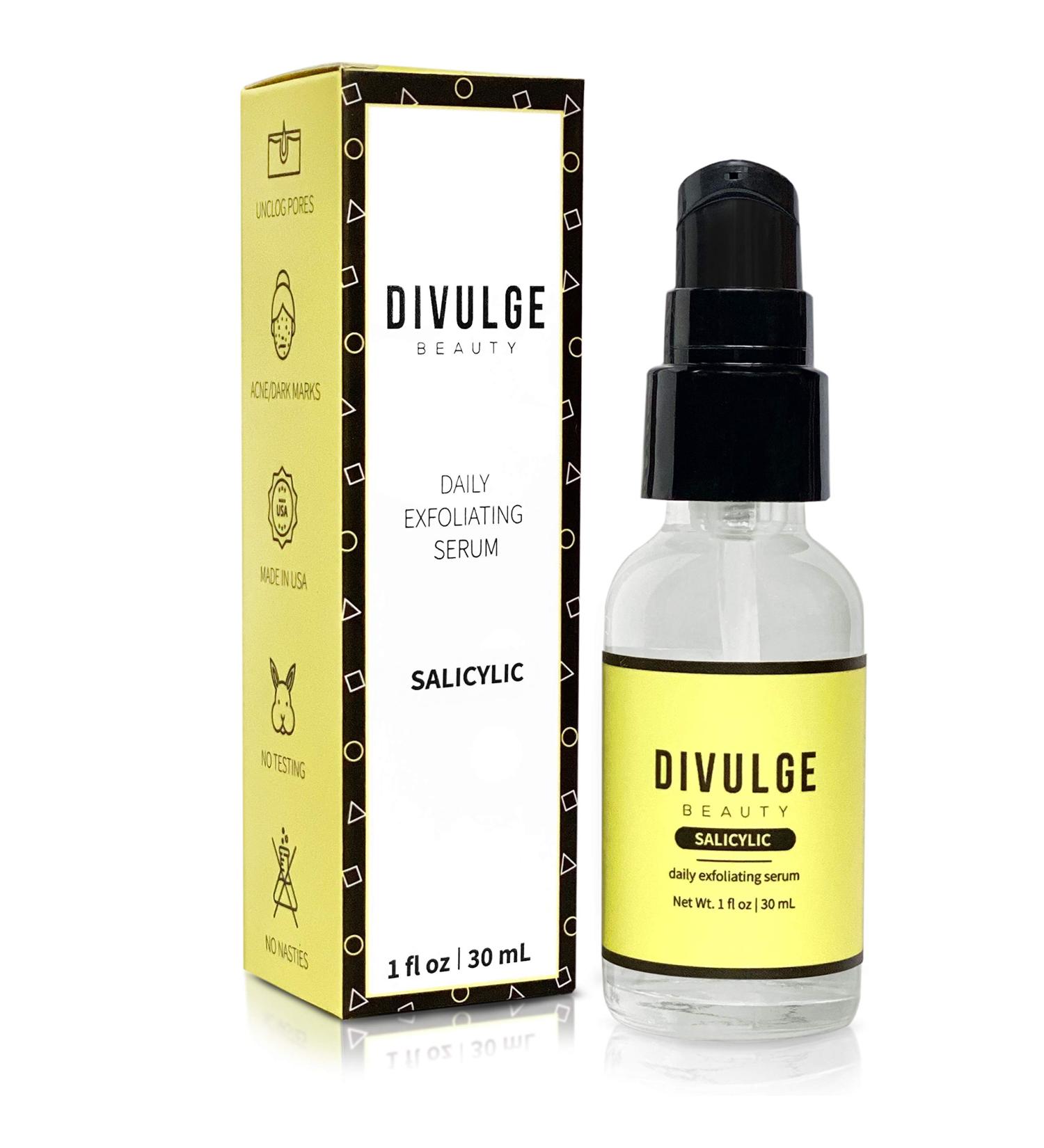 BHA 7% Salicylic Acid Serum Daily Exfoliant - Acne Treatment & Dark Spot Clearing Gel | 1 oz - Divulge Beauty - Buy Online on GoSupps.com