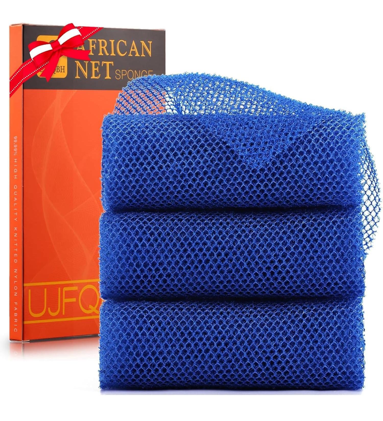3 Pieces African Bath Sponge African Net Long Net Bath Sponge Exfoliating Shower Body Scrubber Back Scrubber Skin Smoother Great for Daily Use (Blue) Braided - Buy Online on GoSupps.com