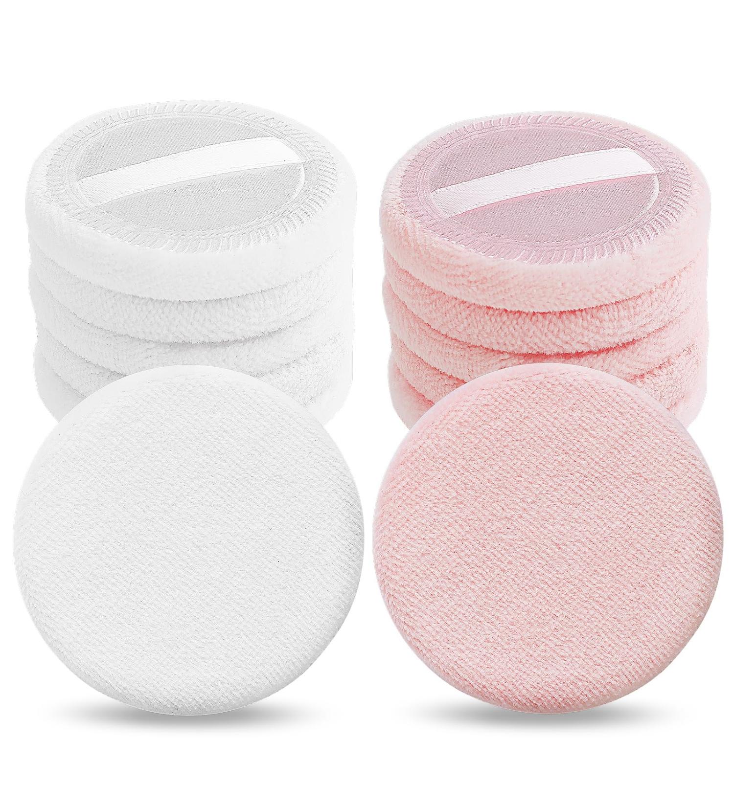 Sibba 12-Piece Blush Loose Powder Set | Soft Velor Sponge & Mini Portable Applicator | White & Pink Makeup Tools for Women - Buy Online on GoSupps.com