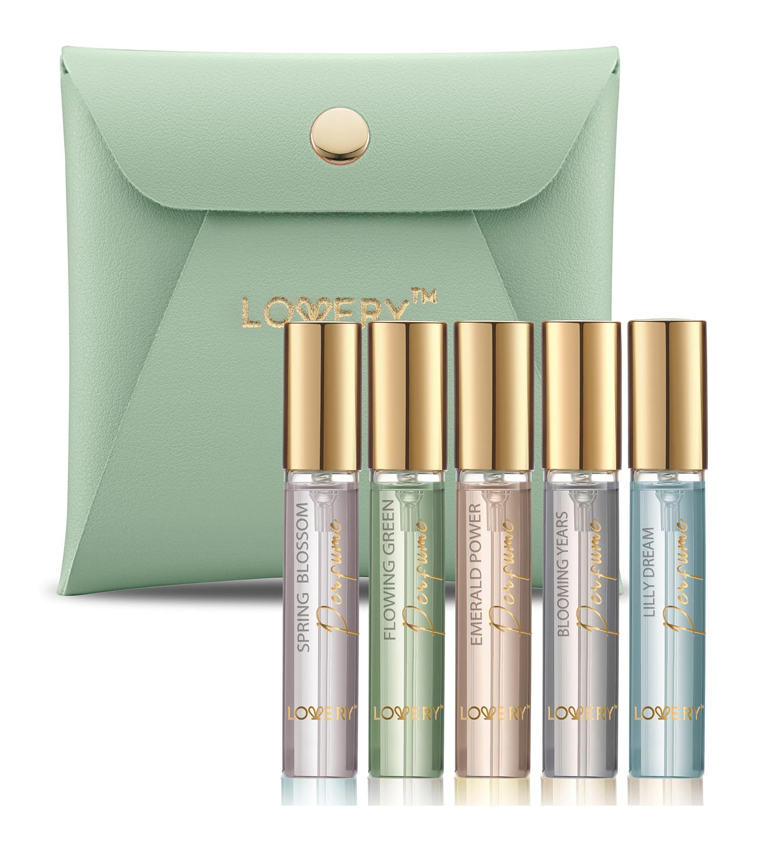 Valentines Day Gifts for Her and Him Perfume Set Pack of 5 - Perfume Sampler Sets for Women & Men with Leather Pouch - 10ml Mini Perfume for Travel Gifts Solo Scent & Layering Fragrances Green - Buy Online on GoSupps.com