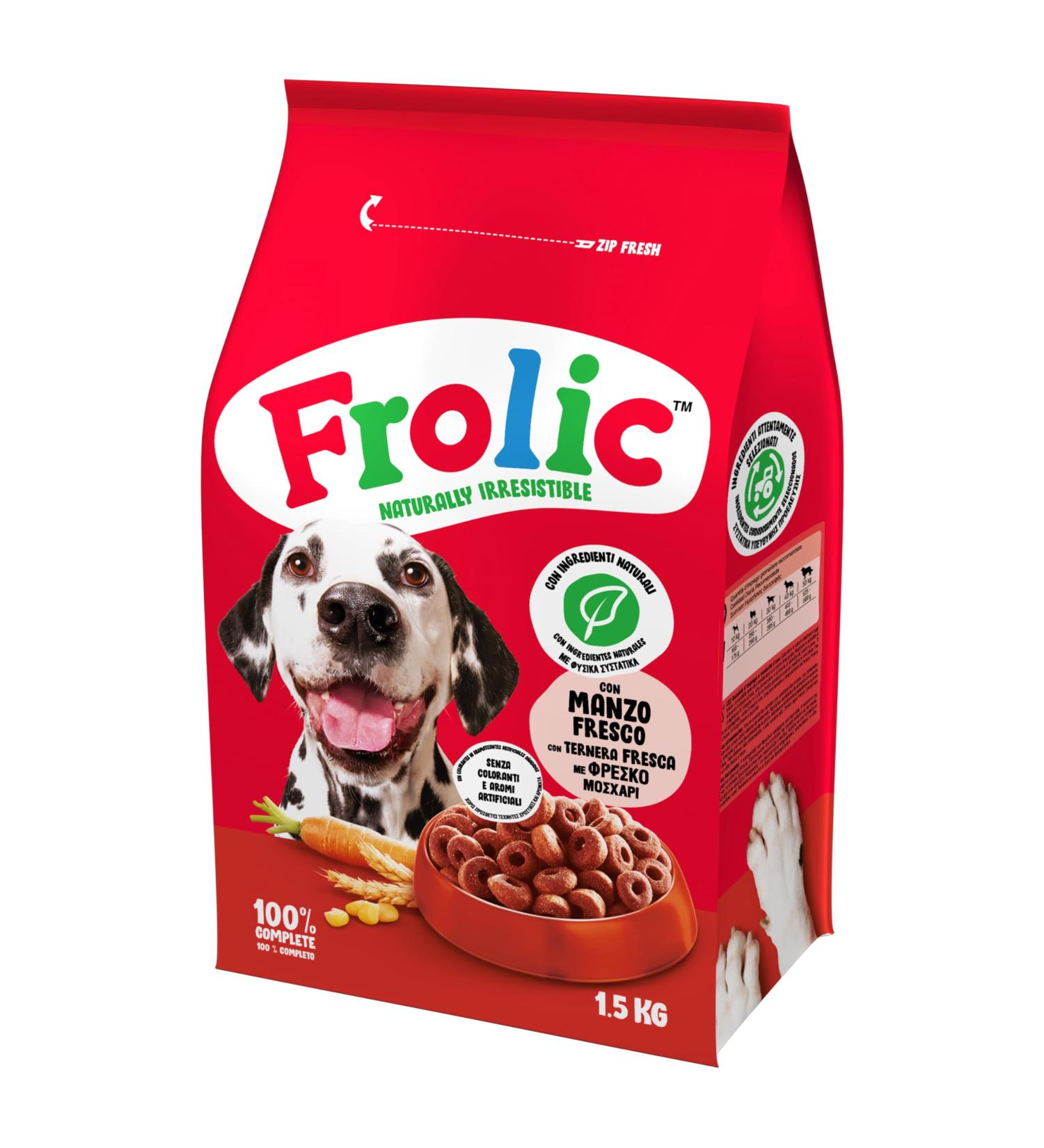 Frolic Complete Croccantini for Dogs Dry Food with Beef Flavor Carrots Cereals 4 Bags of 1.5 kg - Buy Online on GoSupps.com