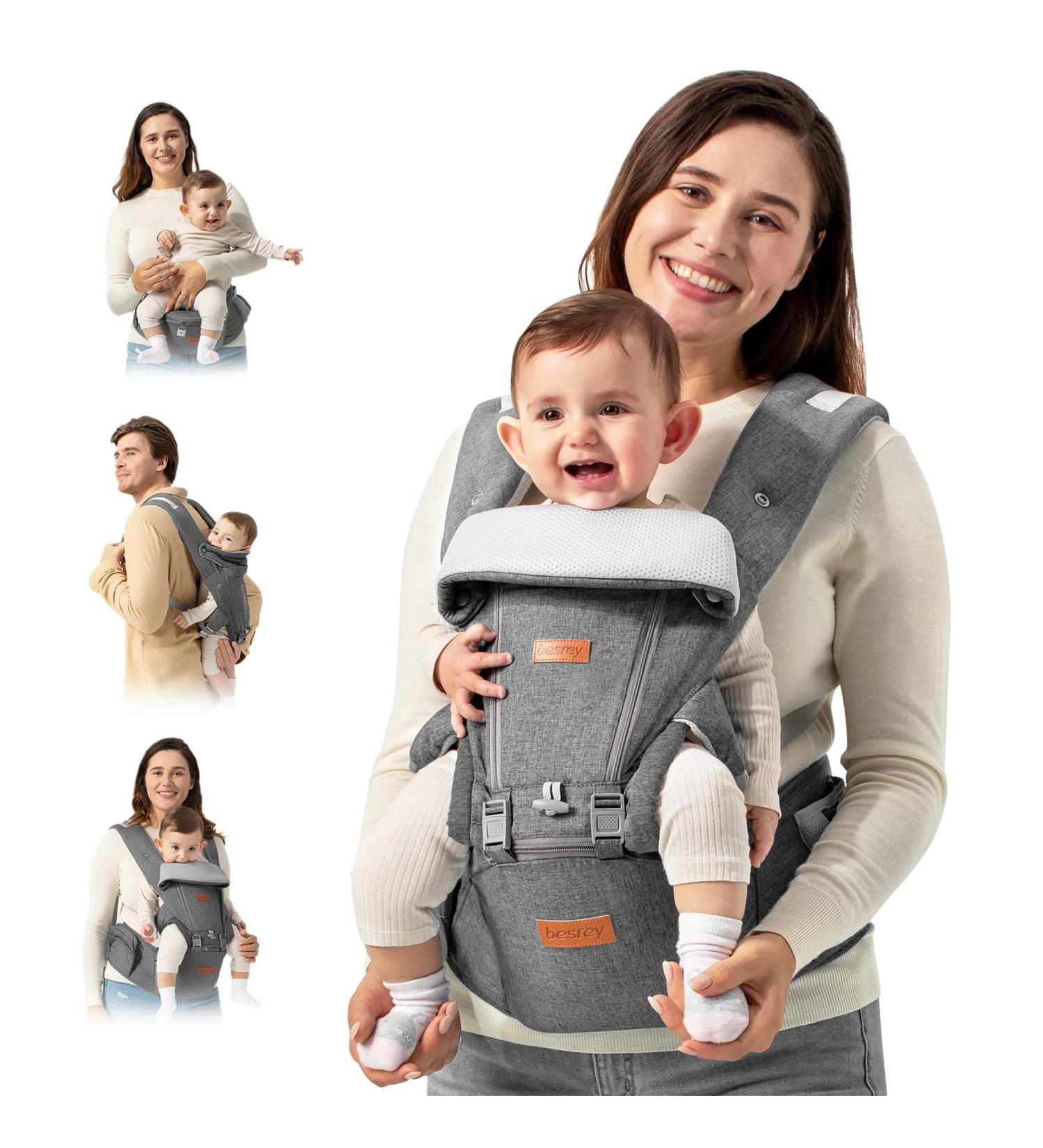Besery Baby Carrier with Hip Seat and Head Support - Dark Gray | Travel-Friendly Toddler Backpack and Infant Holder for Flying and Everyday Use - Buy Online on GoSupps.com