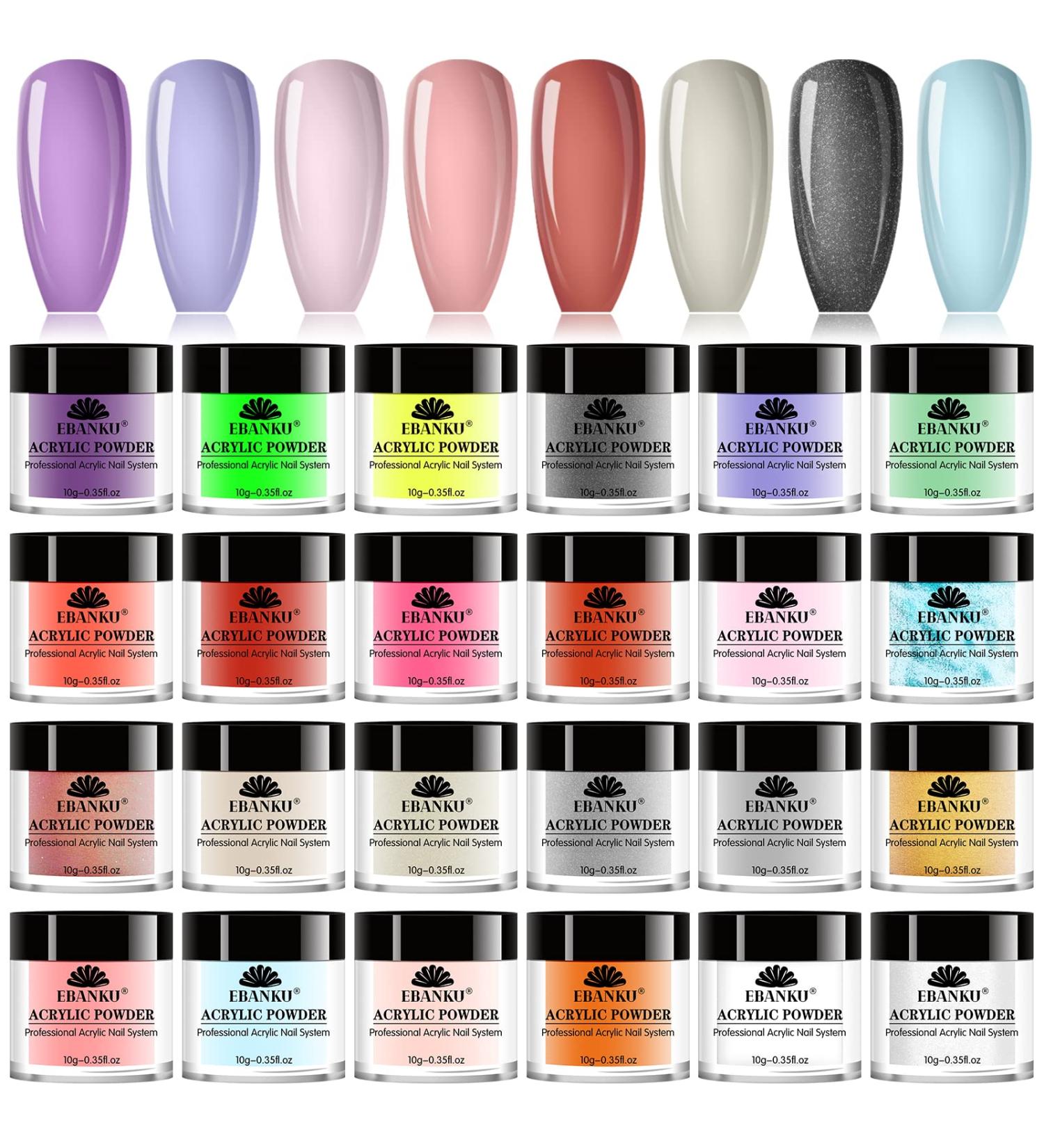 EBANKU Professional Acrylic Powder Set - 24 Colors for Nail Extension & Carving | Long-Lasting, No Lamp Needed - Buy Online on GoSupps.com