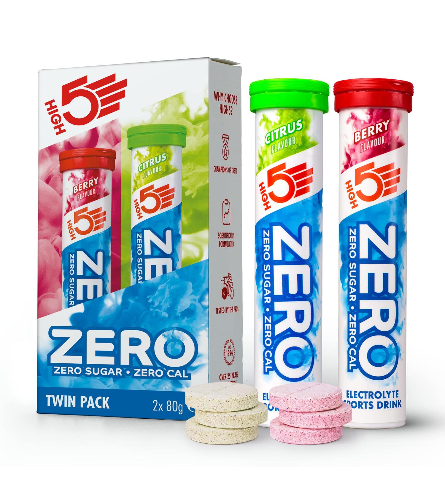 High5 Zero Electrolyte Hydration Tablets with Vitamin C - Mixed Berry & Citrus | 2 Tubes 40 Tablets | International Shipping - Buy Online on GoSupps.com