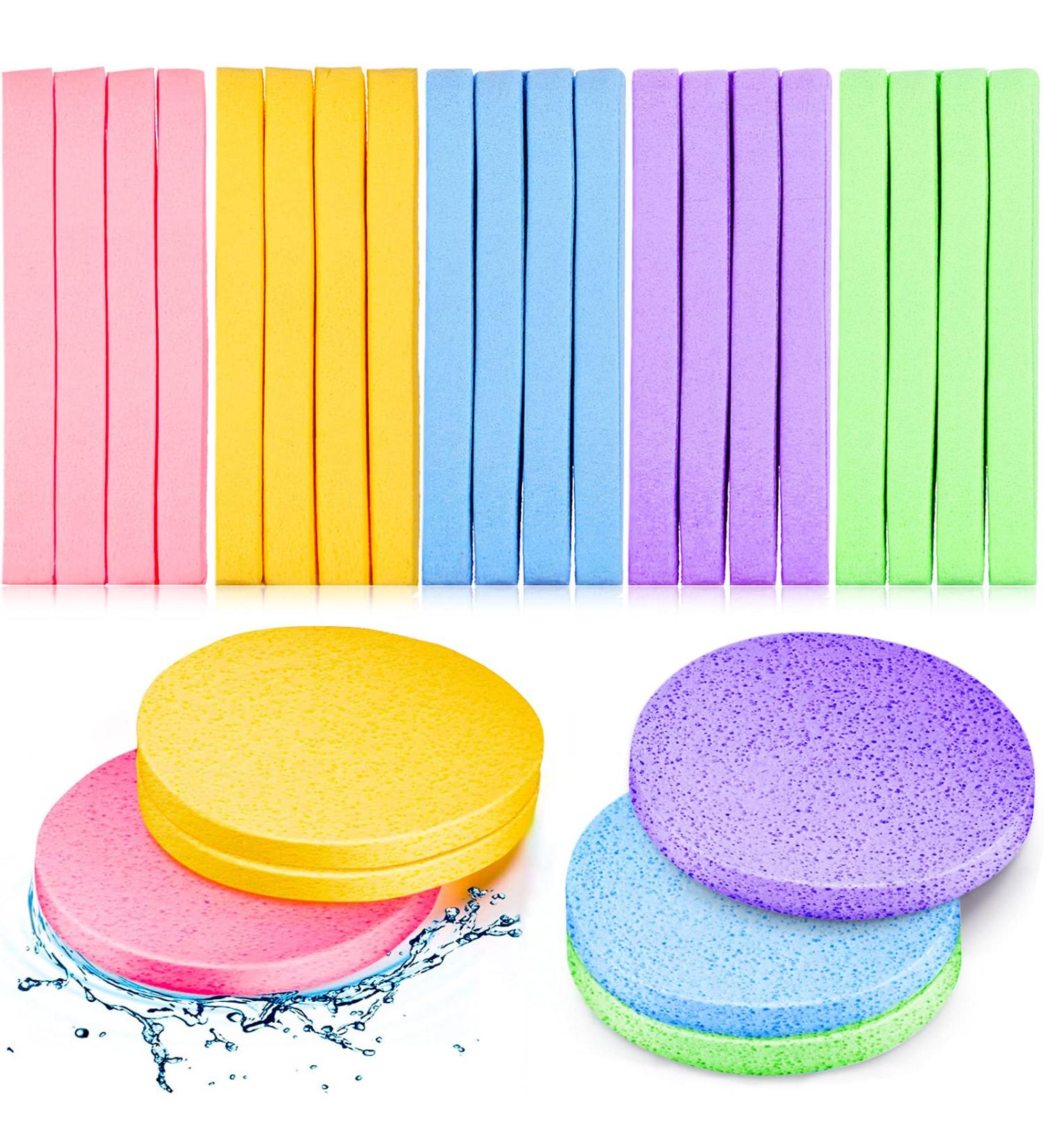 300 Piece Soft Face Cleansing Sponge Set | Makeup Removal, Exfoliating & Facial Care | Pink, Purple, Blue, Yellow, Green Colors | Ideal for Women & Girls - Buy Online on GoSupps.com