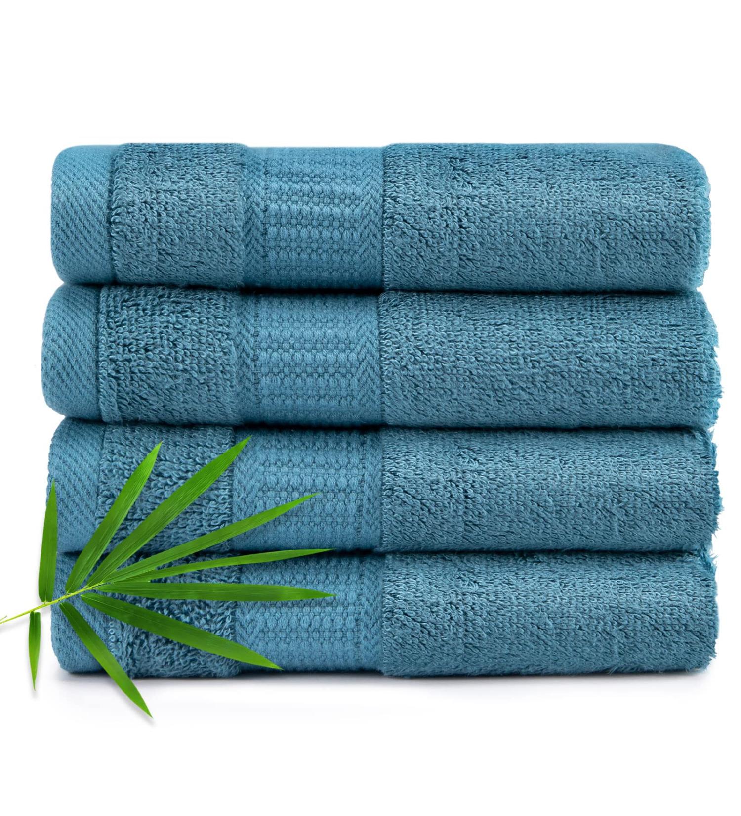 CANFOISON Bamboo Washcloths 4 Pack, Peacock Blue | Super Soft & Absorbent Bathroom Towels for Adult, Kids, Baby | 13x13 inches | 4PCS Washcloths - Buy Online on GoSupps.com