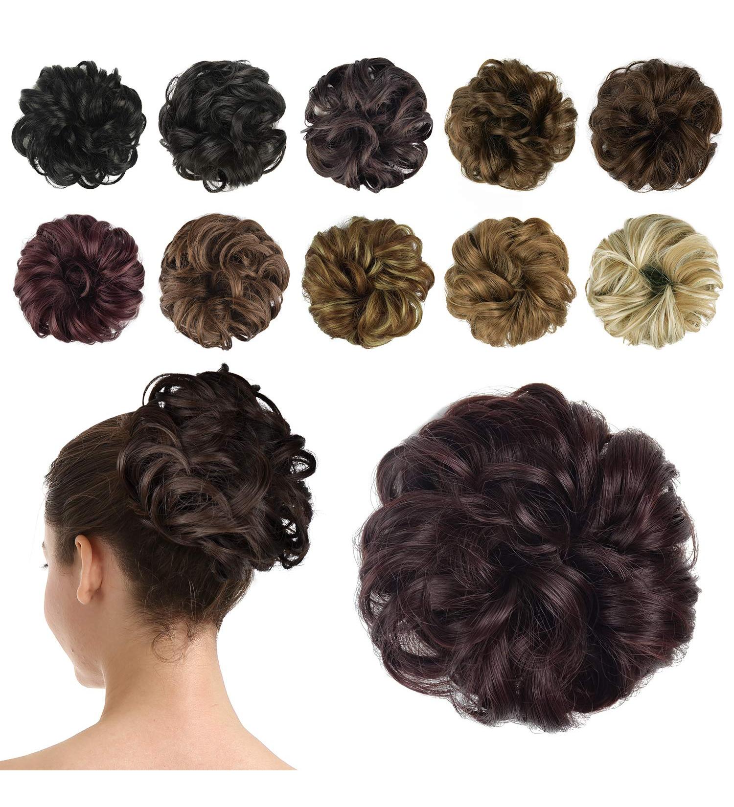 BARSDAR Hair Bun Extensions - Updo Curly Messy Bun for Women - 99J Black & Burgundy - Buy Online on GoSupps.com