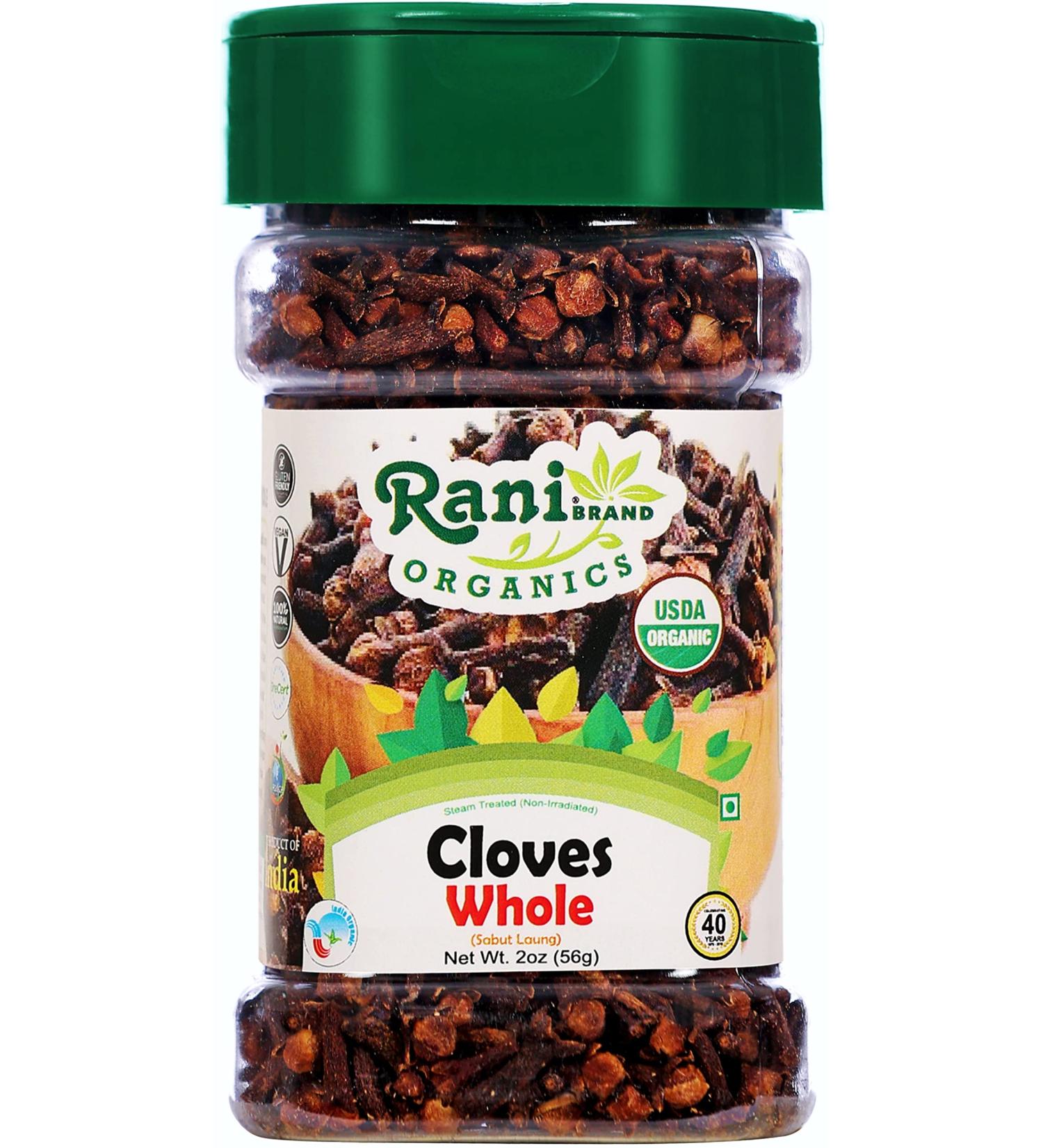 Rani Organic Cloves Whole 2oz PET Jar | All Natural & Vegan | Indian Origin | USDA Certified Organic | Ideal for Food, Tea, Pomander Balls & Potpourri - Buy Online on GoSupps.com