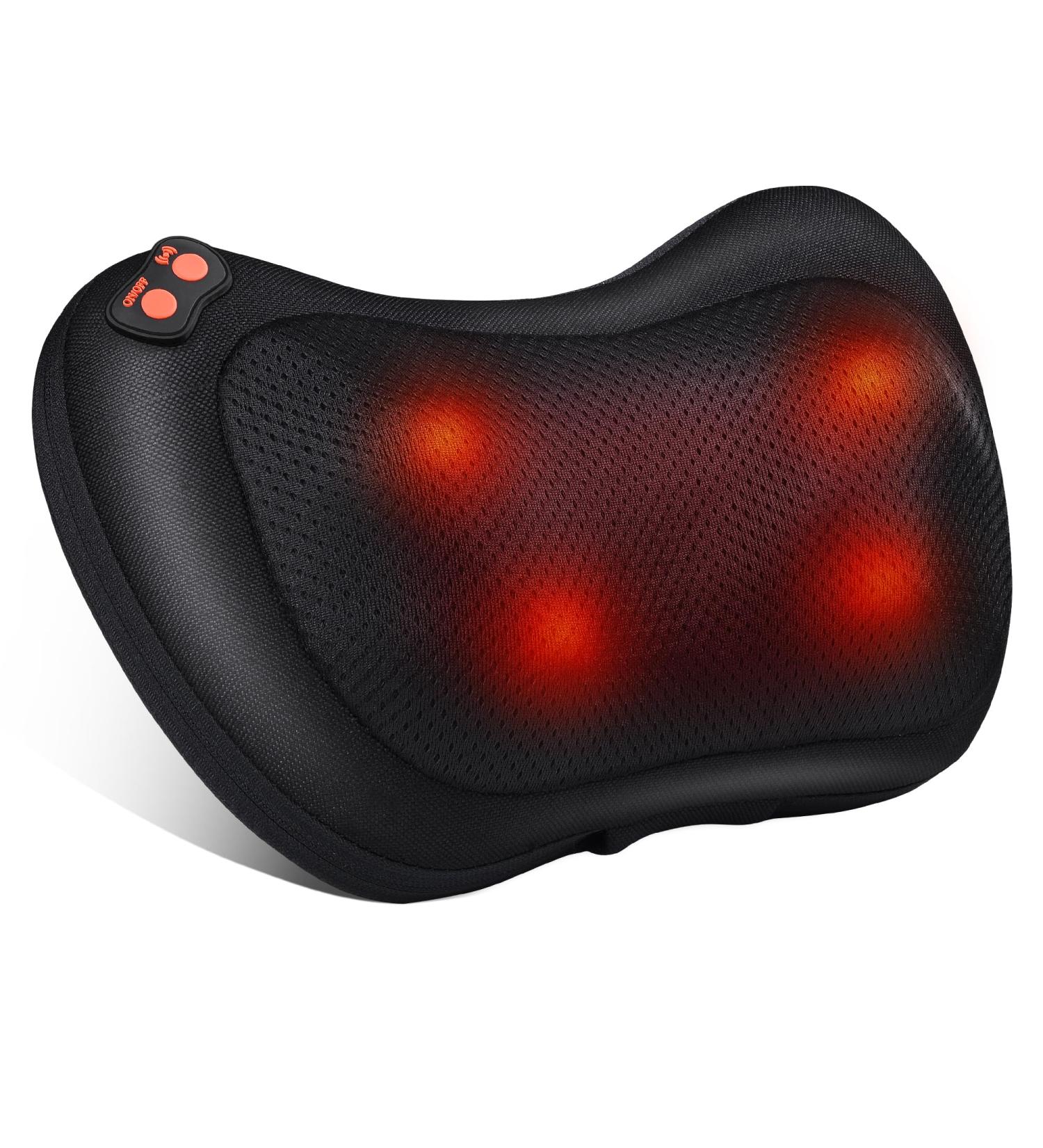 Shiatsu Massager & Massage Pillow for Neck Shoulder & Back - Heated Rotating Massage Head - Perfect Mother's Day Gift - Black - Buy Online on GoSupps.com