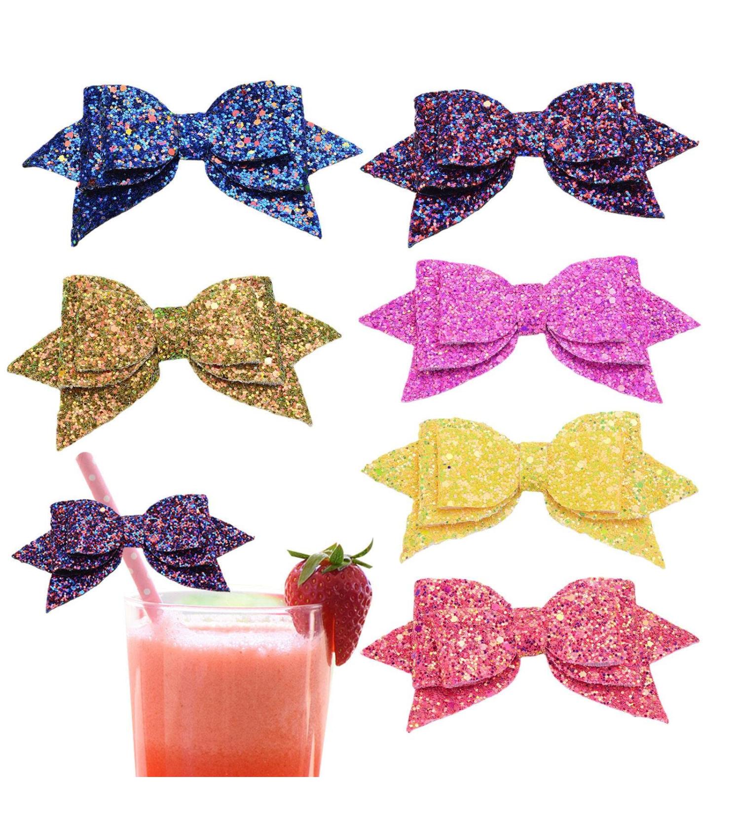 Bow Straw Charm | Water Resistant Decorations for Straws - PU Leather Sparkling Straw Reusable Decoration for School Prizes Bar Wedding Suit 2 - Buy Online on GoSupps.com