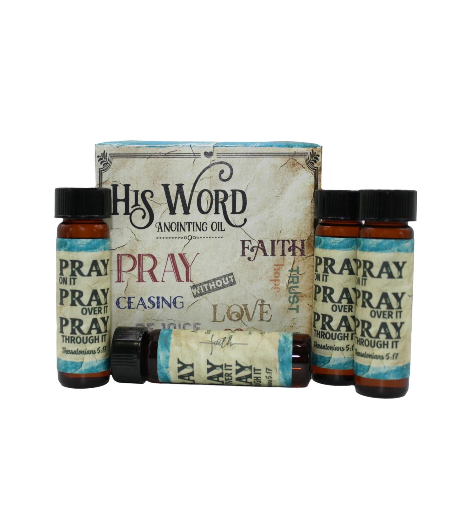 His Word Anointing Oil Gift Set Pray Without Ceasing Extra Virgin Olive Oil 4 .25 oz. Bottles - Buy Online on GoSupps.com