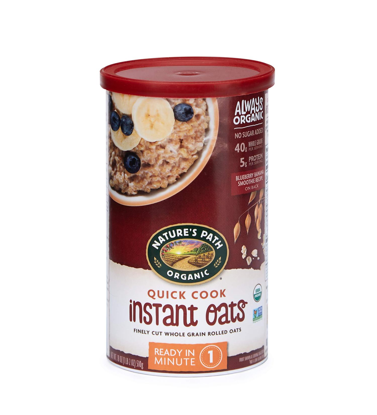 Natureâ€™s Path Organic Quick Cook Instant Oats - 1.12 lbs Canister (Pack of 6) - Non-GMO, 40g Whole Grains, 5g Protein - Perfect for Baking - Buy Online on GoSupps.com