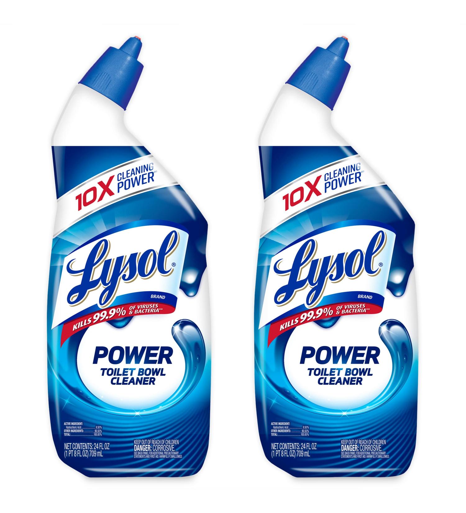 Lysol Power Toilet Bowl Cleaner Gel - 24 fl oz (2-pack) for Stain Removal & Disinfecting - Buy Online on GoSupps.com