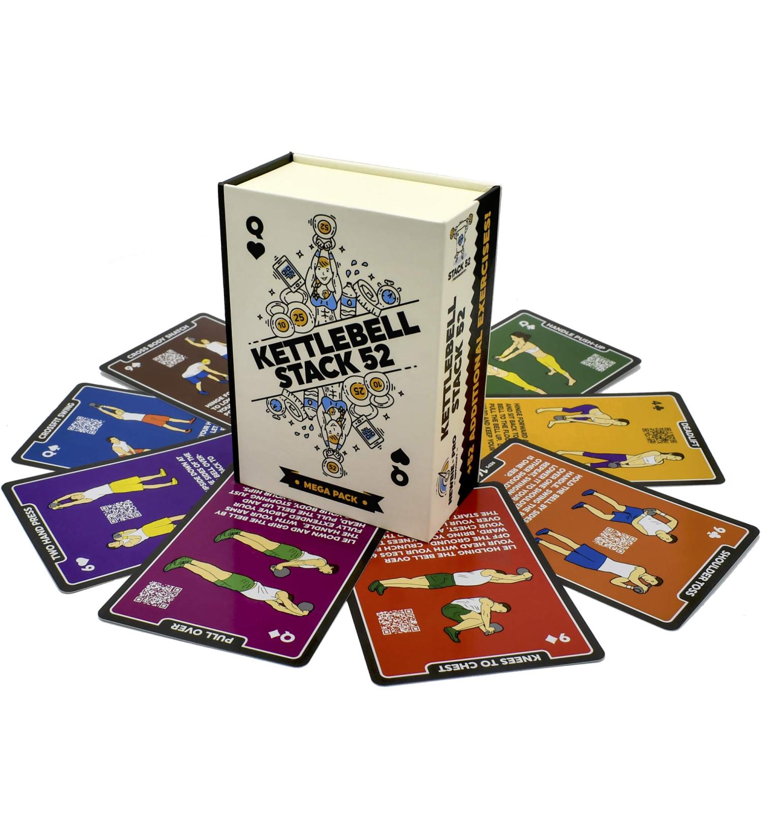 Stack 52 Kettlebell Exercise Cards - Workout Playing Cards with Video Instructions - Home Fitness Training Program for Kettlebell Moves and Conditioning Drills - 2019 Mega Pack - Buy Online on GoSupps.com