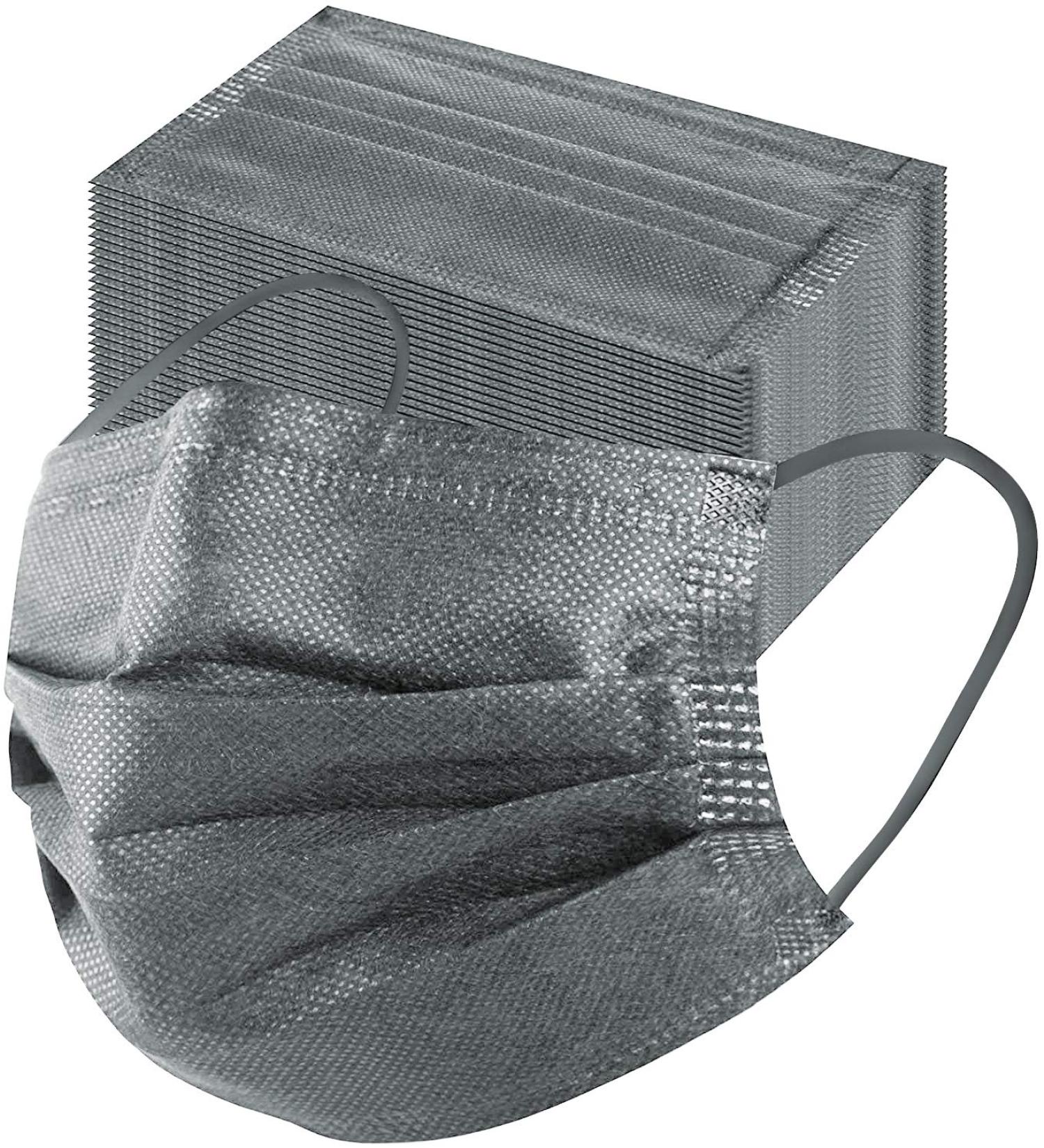 MSAAEX Grey Disposable Face Mask 4-Ply Protection Masks Prevent Dust Breathable Non-Woven Mouth Cover - 50 Pack Gray - Buy Online on GoSupps.com
