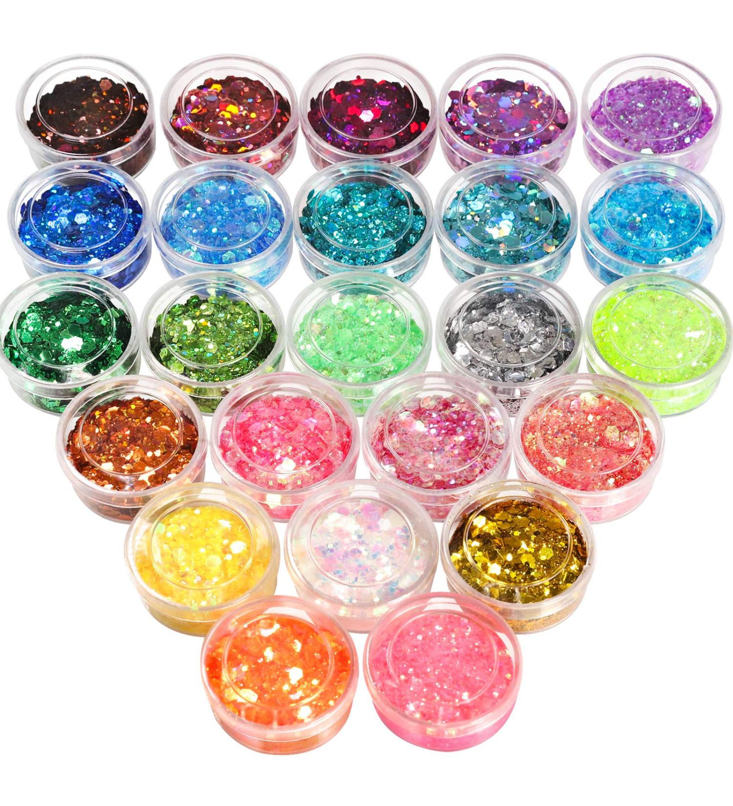 FANDAMEI 24 Colors 5g Holographic Chunky Glitter Set for Nail Art, Face & Body - Halloween Chunky Glitter Sequins for Festival Makeup, Arts & Decoration - Buy Online on GoSupps.com