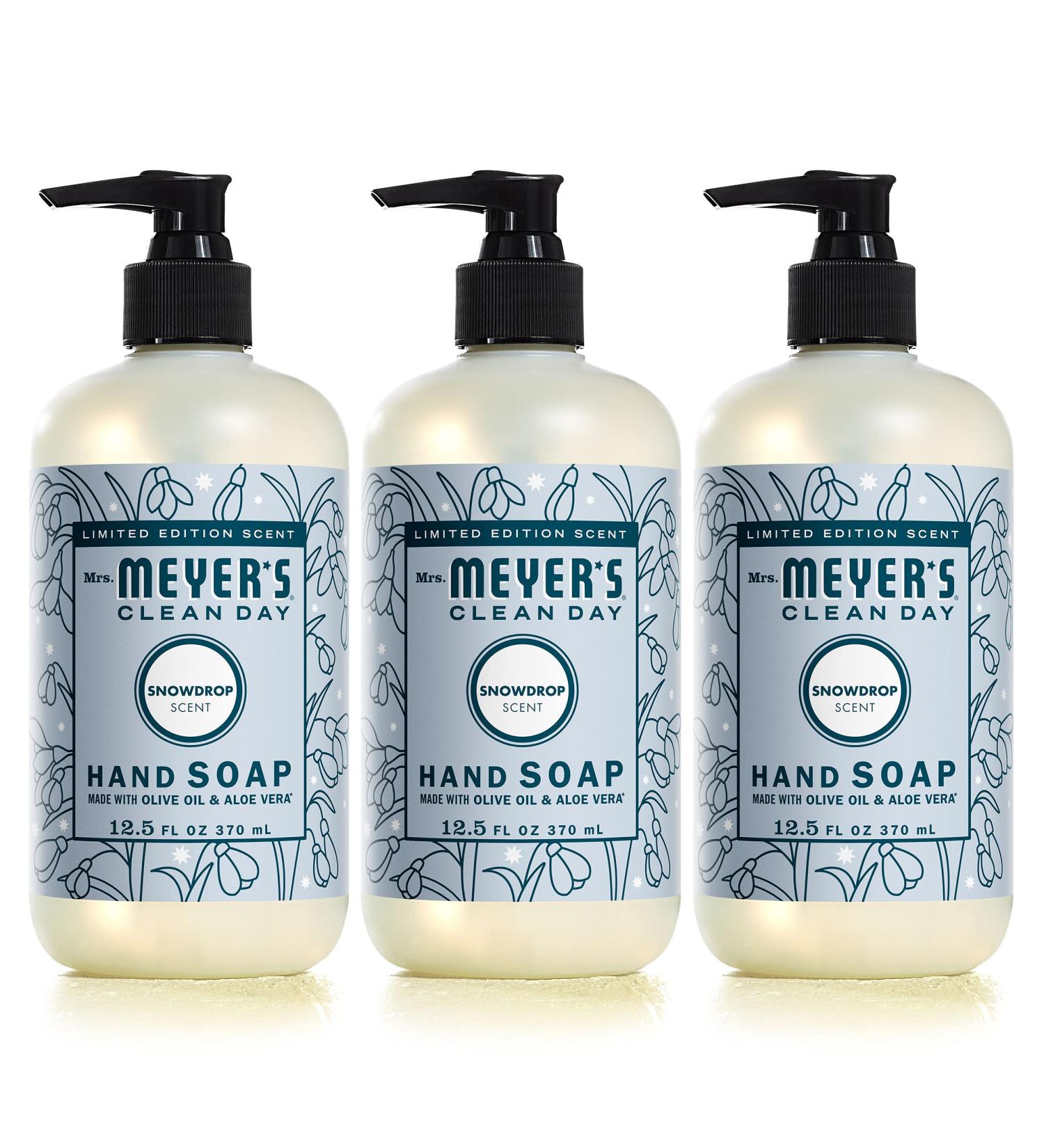 Mrs. Meyer's Hand Soap - Essential Oils, Biodegradable, Snowdrop Scent, 12.5 fl. oz, Pack of 3 - Buy Online on GoSupps.com