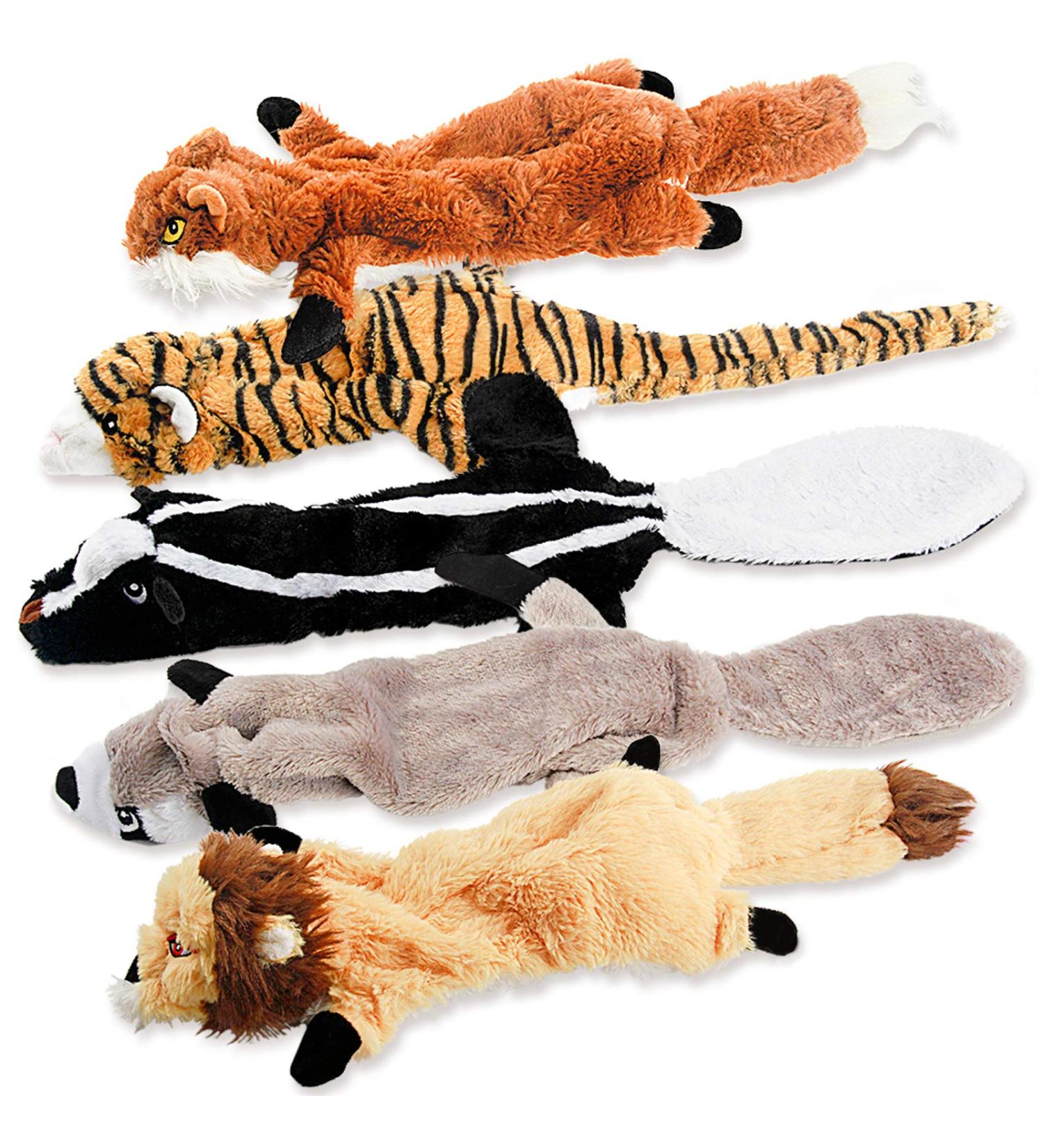 No Stuffing Dog Squeaky Toys 5 Pack for Small Medium Dogs - Cute Animal Plush Chew Toy Set for Aggressive Chewers - Durable Teething Interactive Gift - Buy Online on GoSupps.com