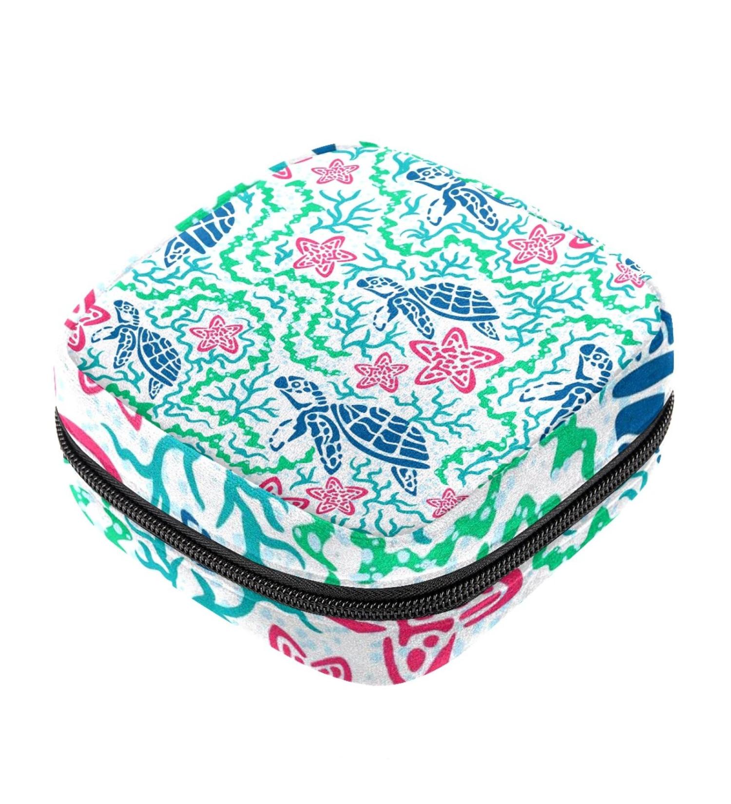 Sea Turtle Seaweed Starfish Menstrual Pad Storage Bag - Portable Period Pouch for Women - Color 2 - Buy Online on GoSupps.com