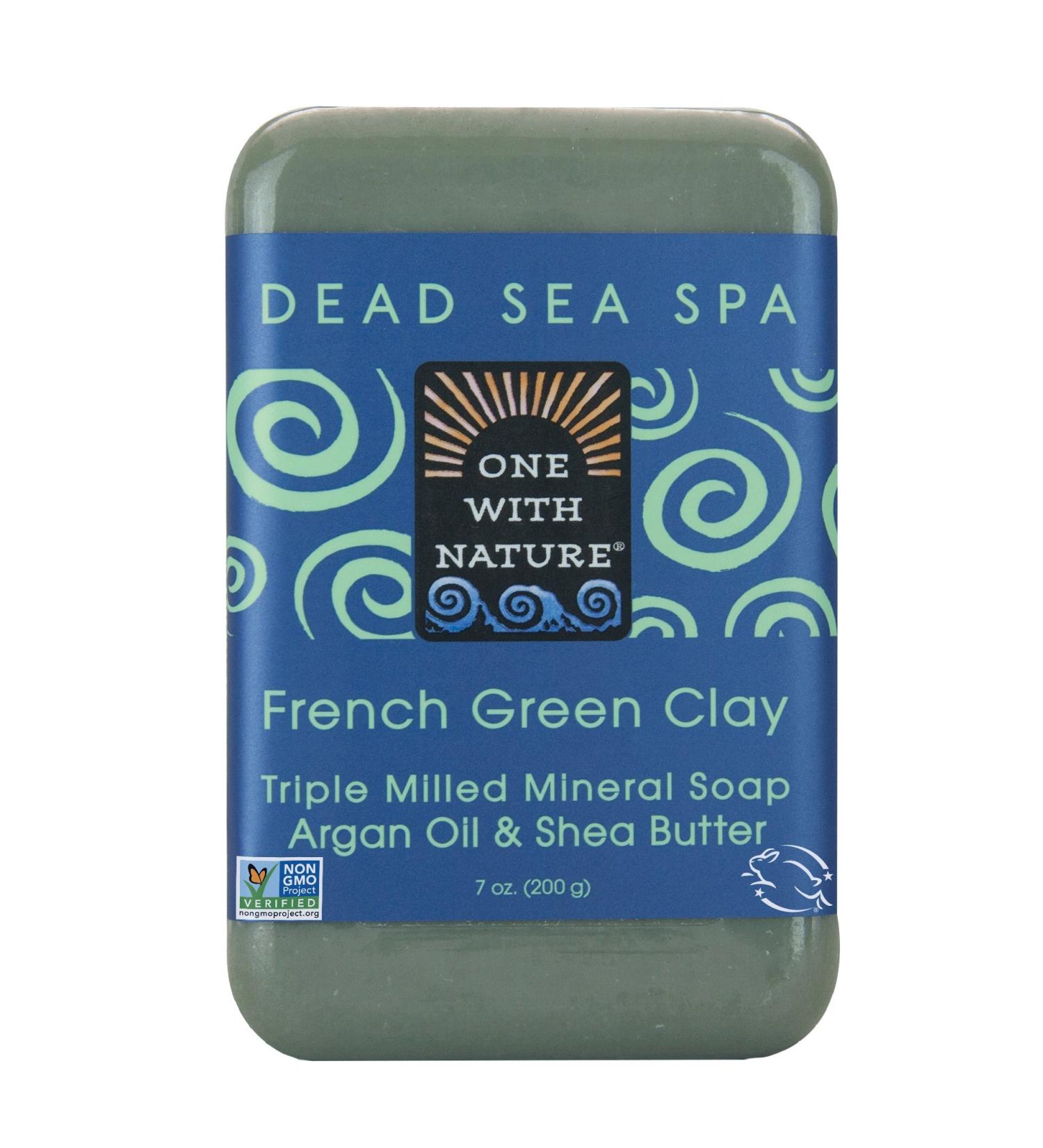 One With Nature Dead Sea Salt French Clay Soap 7 oz - Purifying & Nourishing Bath Bar for All Skin Types - Buy Online on GoSupps.com