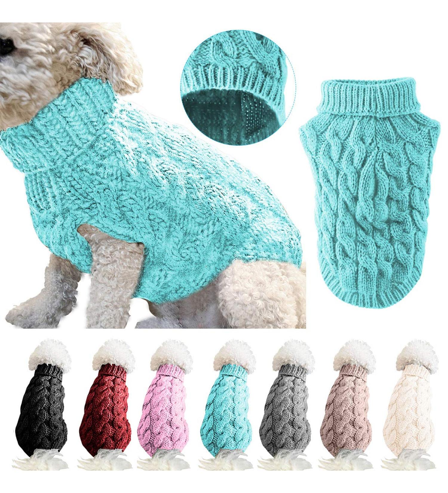 Tower Collar Knitting Sweater for Pets - Thick Winter Warmer for Dogs & Cats (L Blue) | Stylish Crochet Coat for Small to Large Pets - Buy Online on GoSupps.com