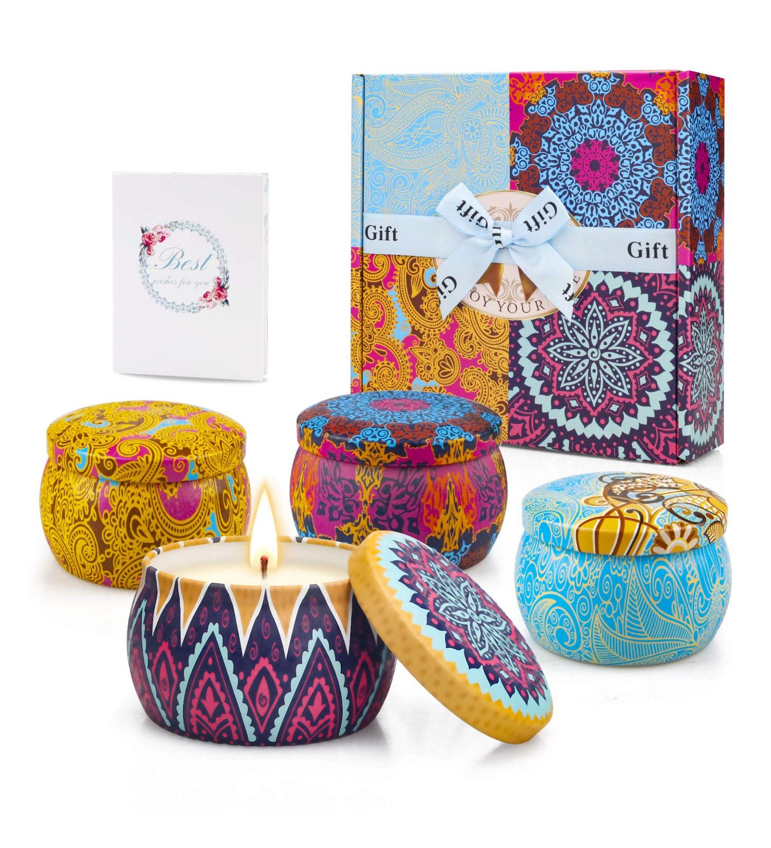 Colorful Scented Candles Gift Set for Women - 4 Pack 4.4 Oz Home Fragrance Candles, Perfect for Birthday, Valentines, Thanksgiving, Christmas, Mothers Day - Buy Online on GoSupps.com