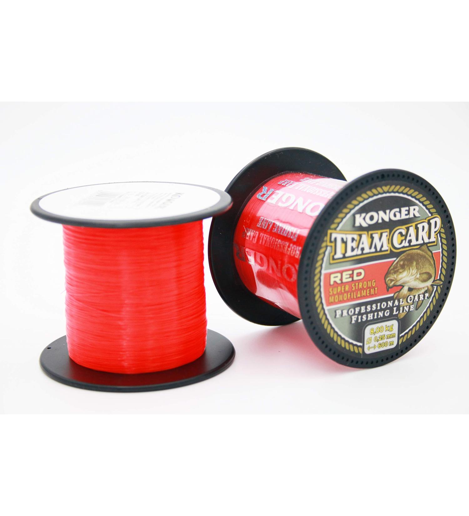 Konger Team CARP RED Fast Sinking Fishing Line - 600m 0.20-0.40mm 10.00kg Feeder Line | International Shipping - Buy Online on GoSupps.com