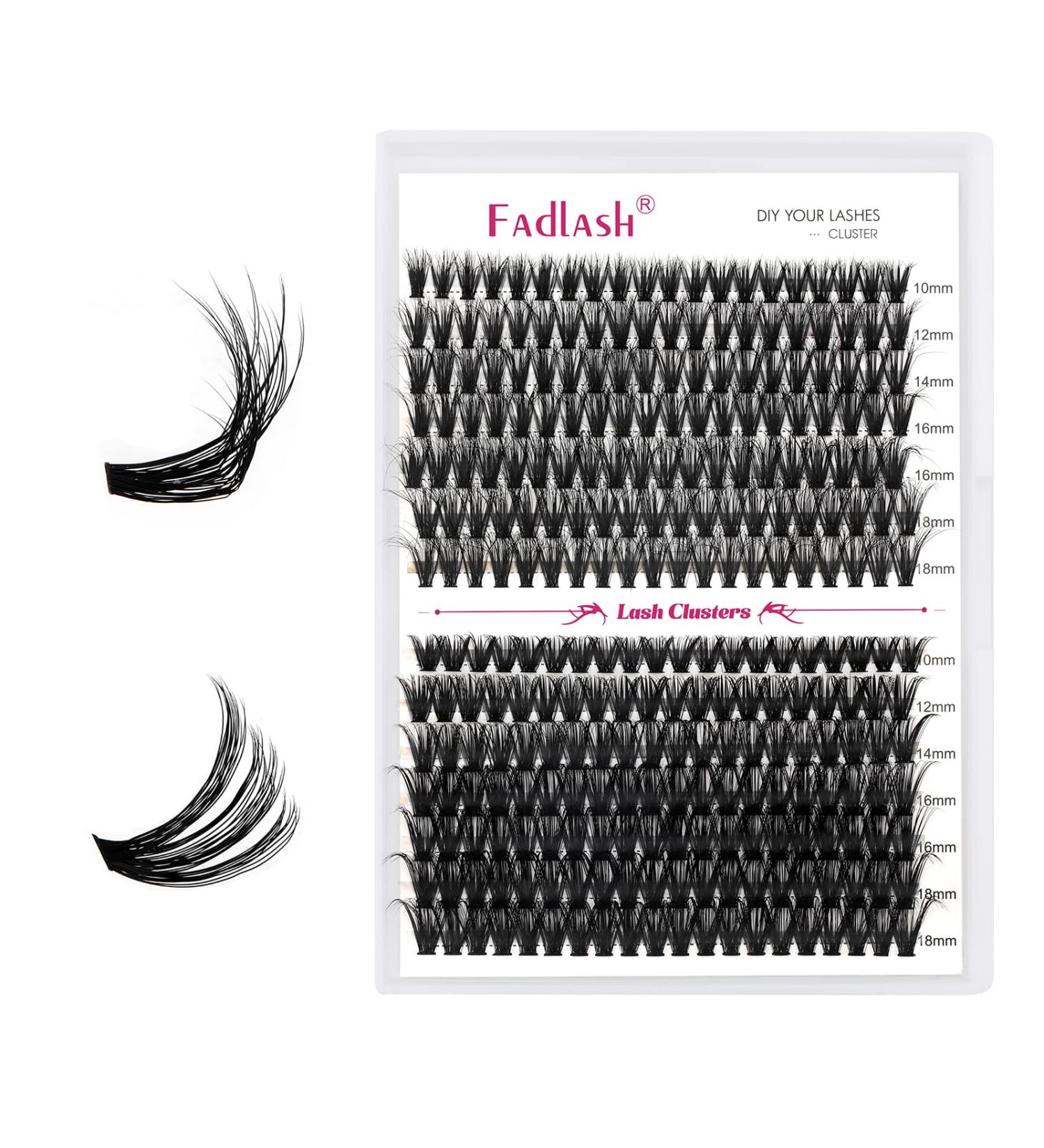 Fadlash Individual Eyelash Clusters - 280 Bundles | 0.07d | DIY Volume Extensions 10-18mm | 40D+50D 3D Effect - Buy Online on GoSupps.com