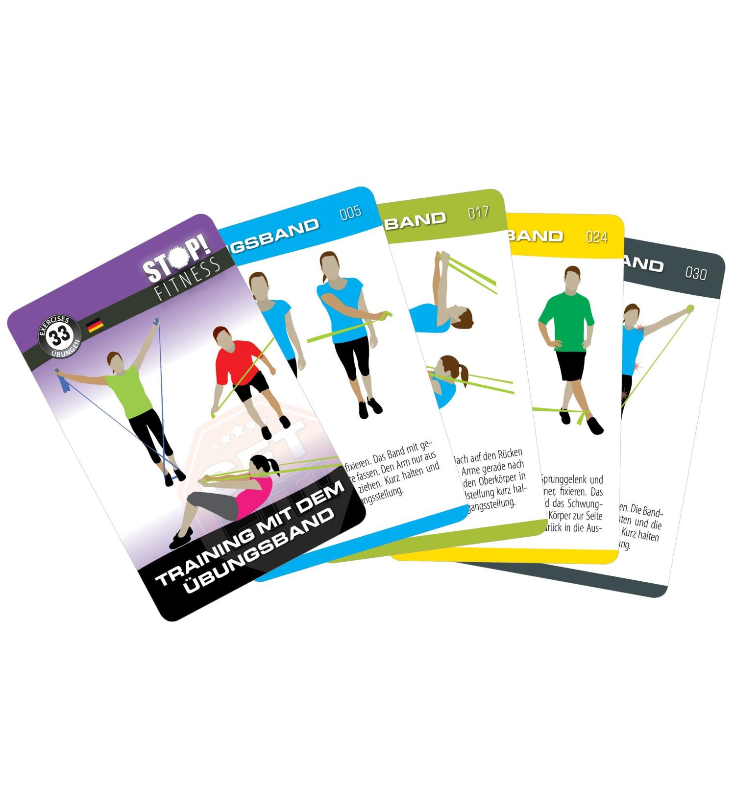 STOP!Fitness Exercise Band Training - German Version Exercise Cards with Plastic Box | 66 x 100 mm | International Shipping Available - Buy Online on GoSupps.com