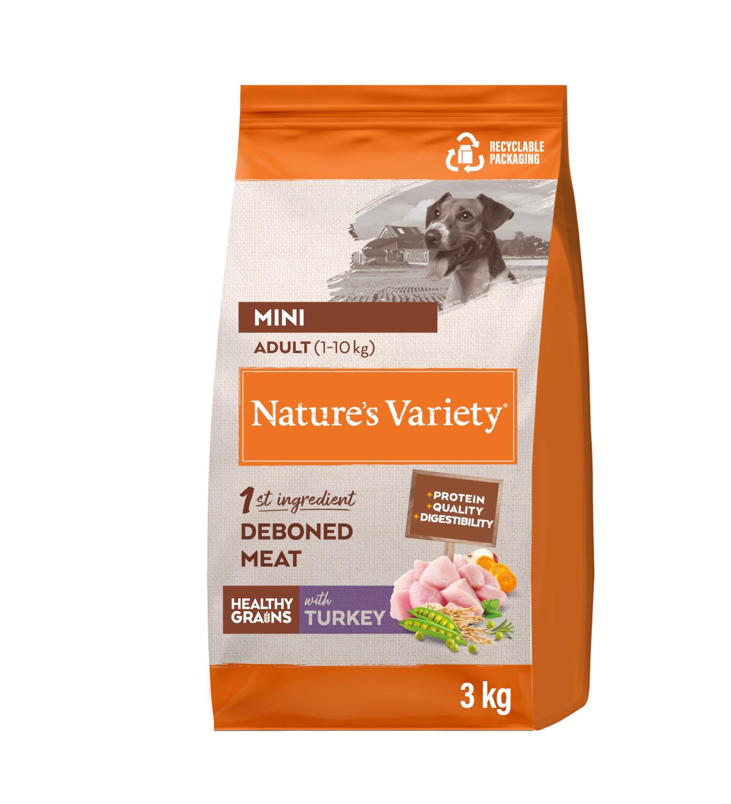 Nature's Variety Healthy Grains - Mini Adult Dog Food - Turkey - 3kg - Buy Online on GoSupps.com
